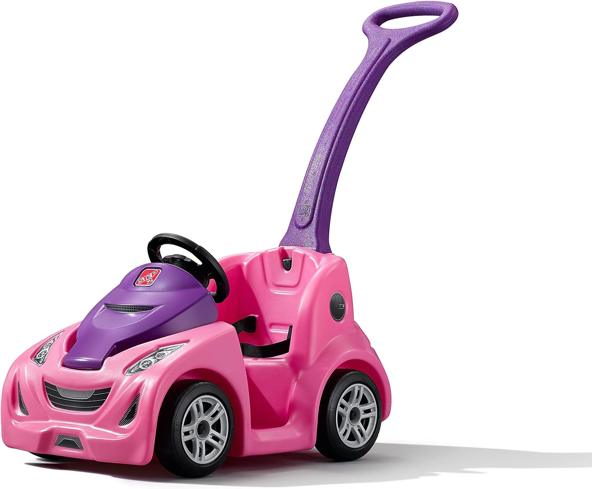 Step2 Buggy GT, Single Seater Kids Push Car, Easy to Store Ride On Toy with Seatbelt, Horn and Storage Trunk, Suitable for Children both Boys and Girls Aged 18m and Above, Pink