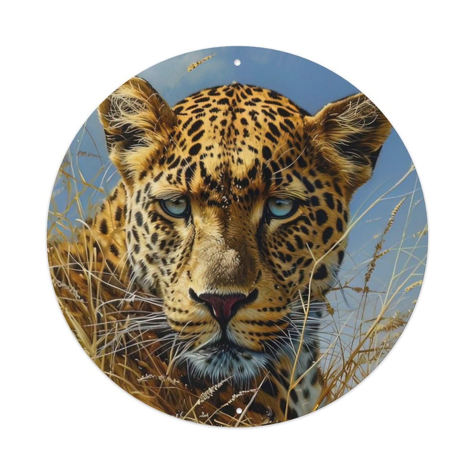 Animal Leopard in The Steppe Metal Tin Sign