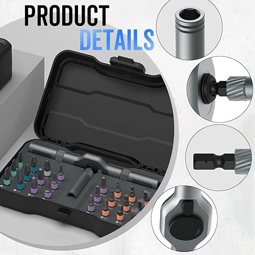 Miniatura 4 de Juego de destornilladores Dly 24 en 1 magnético, compacto y portátil, juego de destornilladores de trinquete magnéticos multifuncionales, juego de
