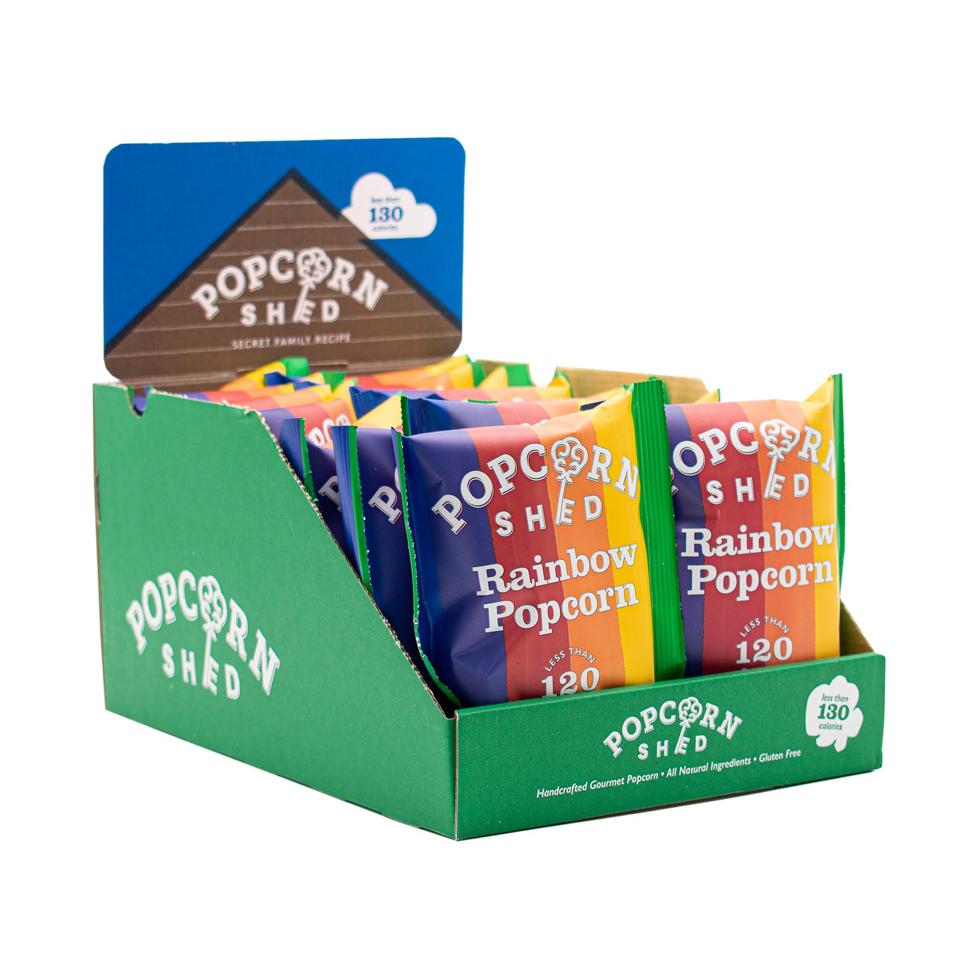 Popcorn Shed Rainbow Gourmet Popcorn (16 x 24g) - Multicoloured Vanilla Caramel Gourmet Popcorn, Easy & Low Calorie Snack, Perfect for Parties, Movie Nights & Gifting