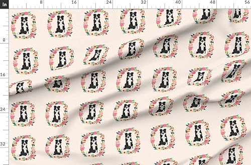 Miniatura 9 de Spoonflower Tela  Collie - Corona blanca y negra con diseño floral para perros con estampado de pétalos, tela de algodón con diseño de pétalos,