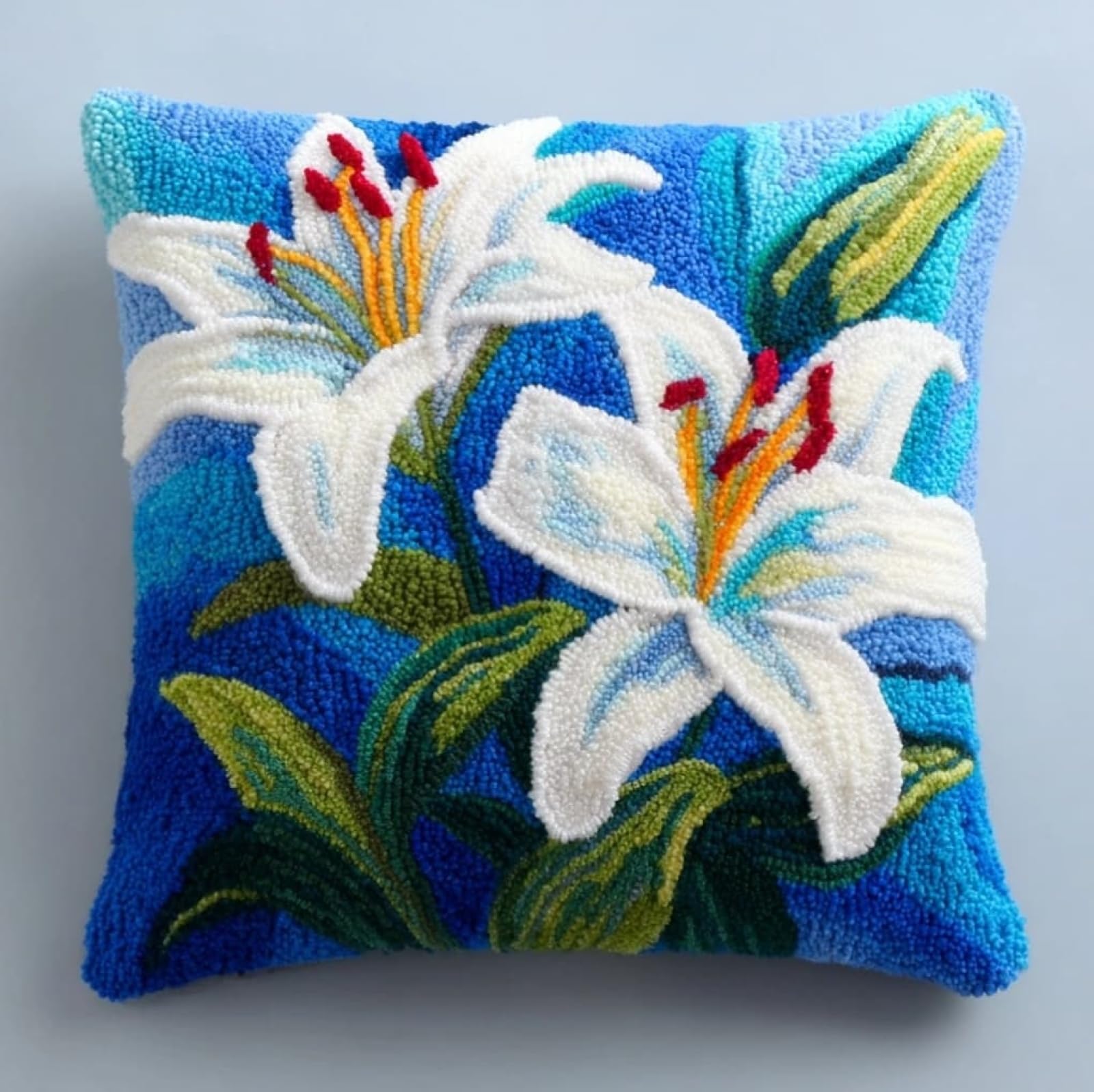 WallustrioaW Latch Hook Kits Pillow,Beautiful Lilies