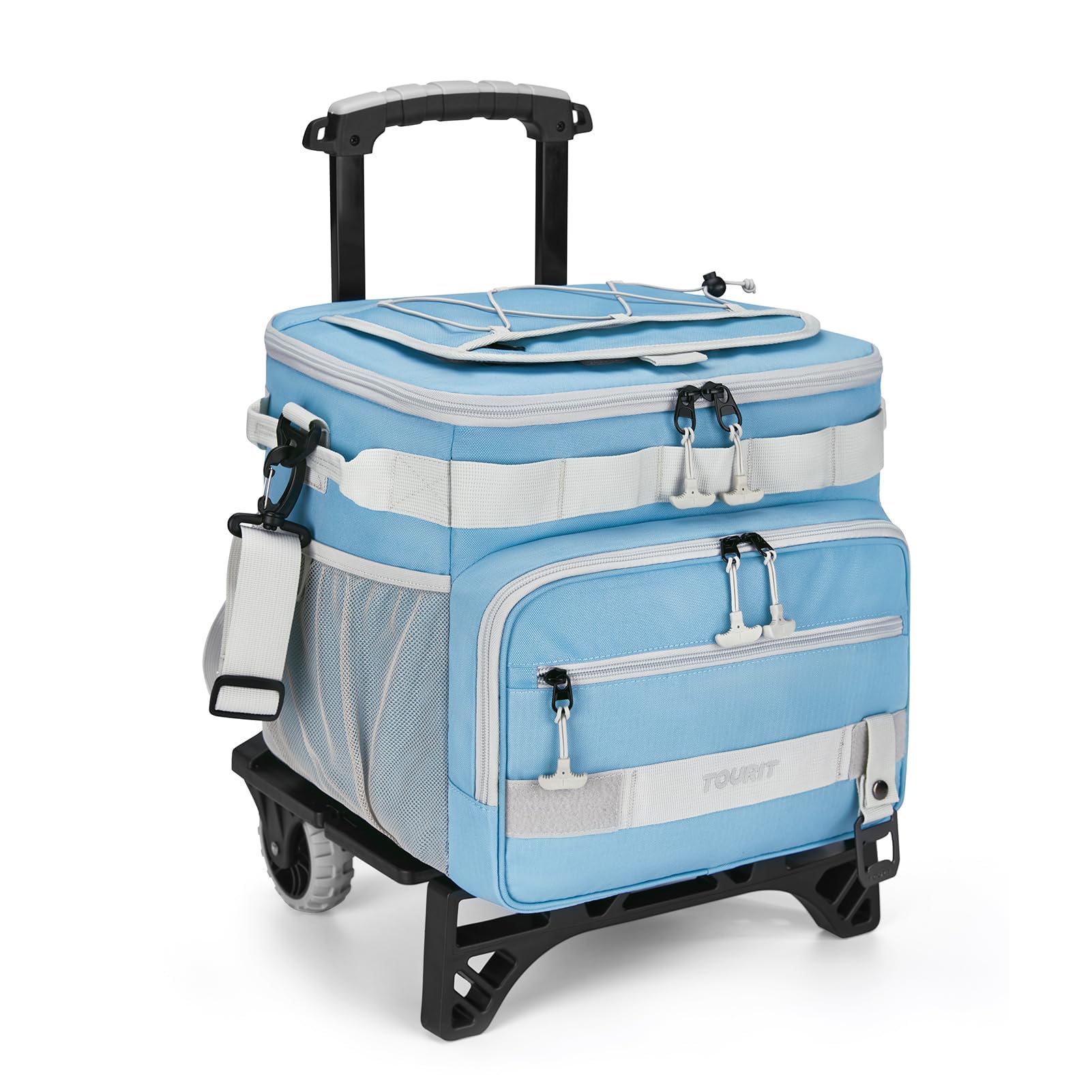 TOURIT Collapsible 48-Can Leak-Proof Insulated Rolling Cooler with All-Terrain Cart, Upgraded Fixtures and New Wheels Suitable for Beach, Picnic, Shopping