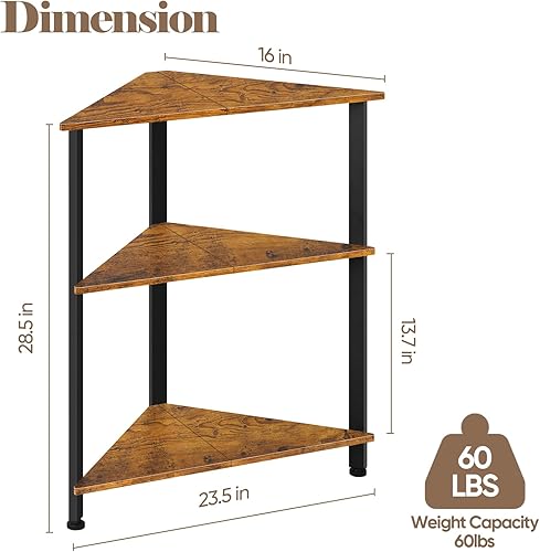 Miniatura 3 de Fogein Mesa esquinera de 3 niveles, estante esquinero, mesas auxiliares triangulares, mesita de noche esquinera, estantería de esquina con marco de