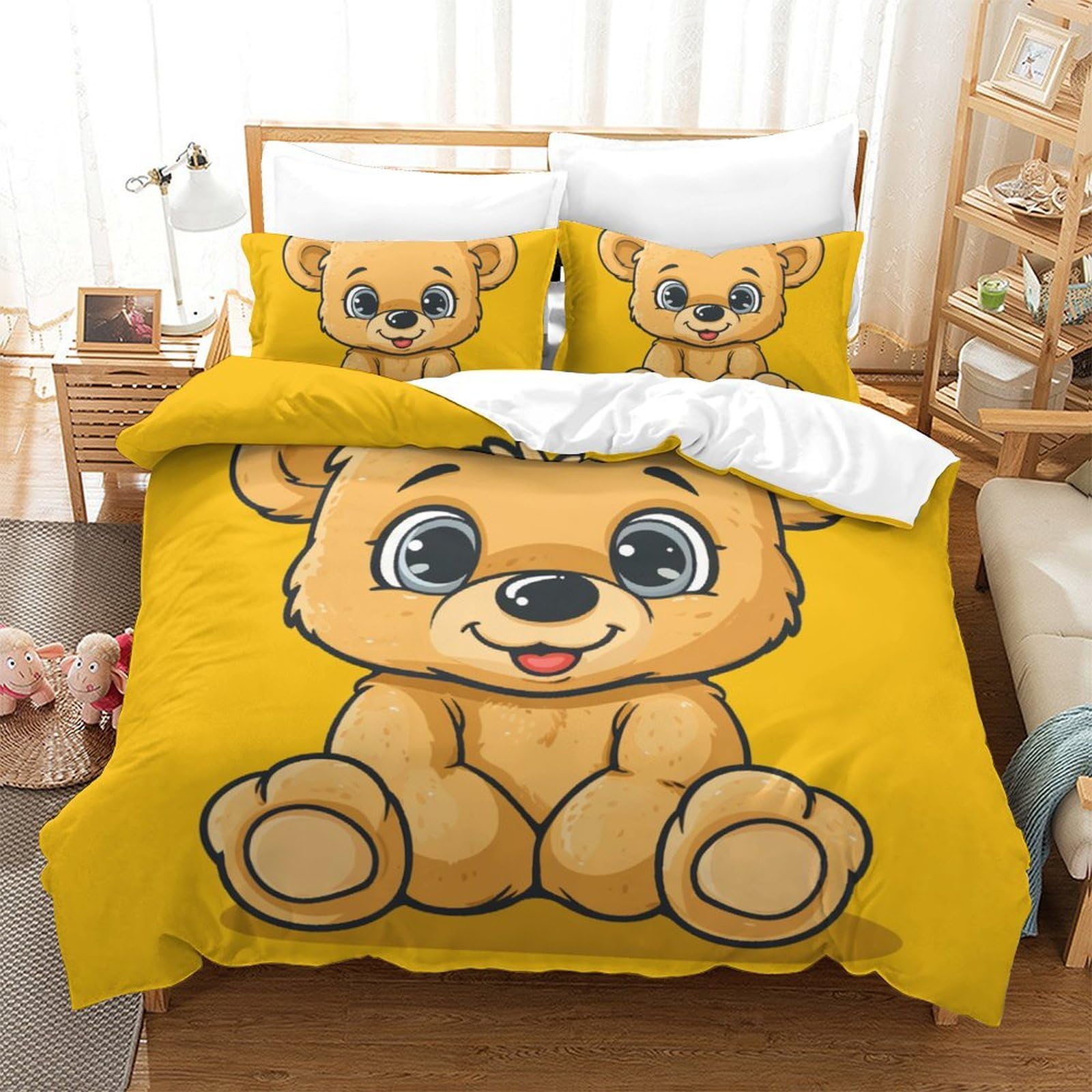 Housse de couette ours 3D finie la couette qui glisse grâce à la fermeture éclair 200x200