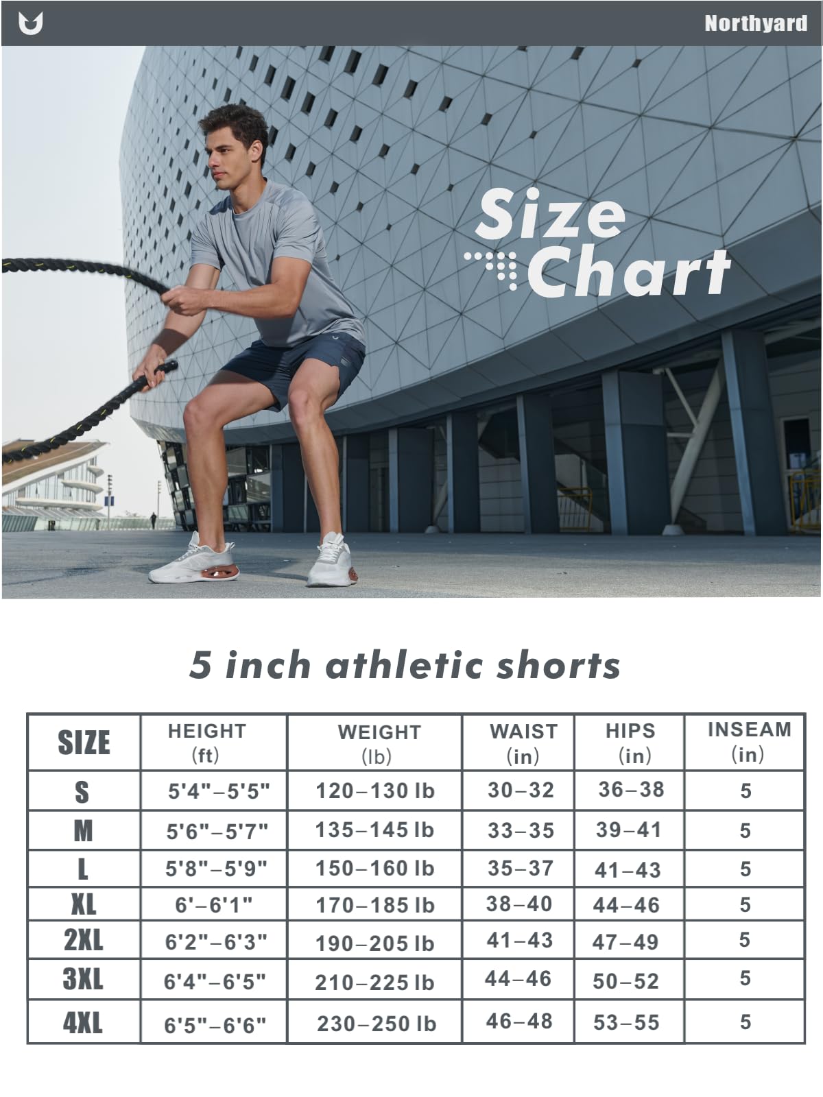 NORTHYARD Pantalones cortos deportivos para correr para hombre, 12,7 cm, de secado rápido, ligeros, con bolsillos con cremallera, gimnasio, entrenamiento activo