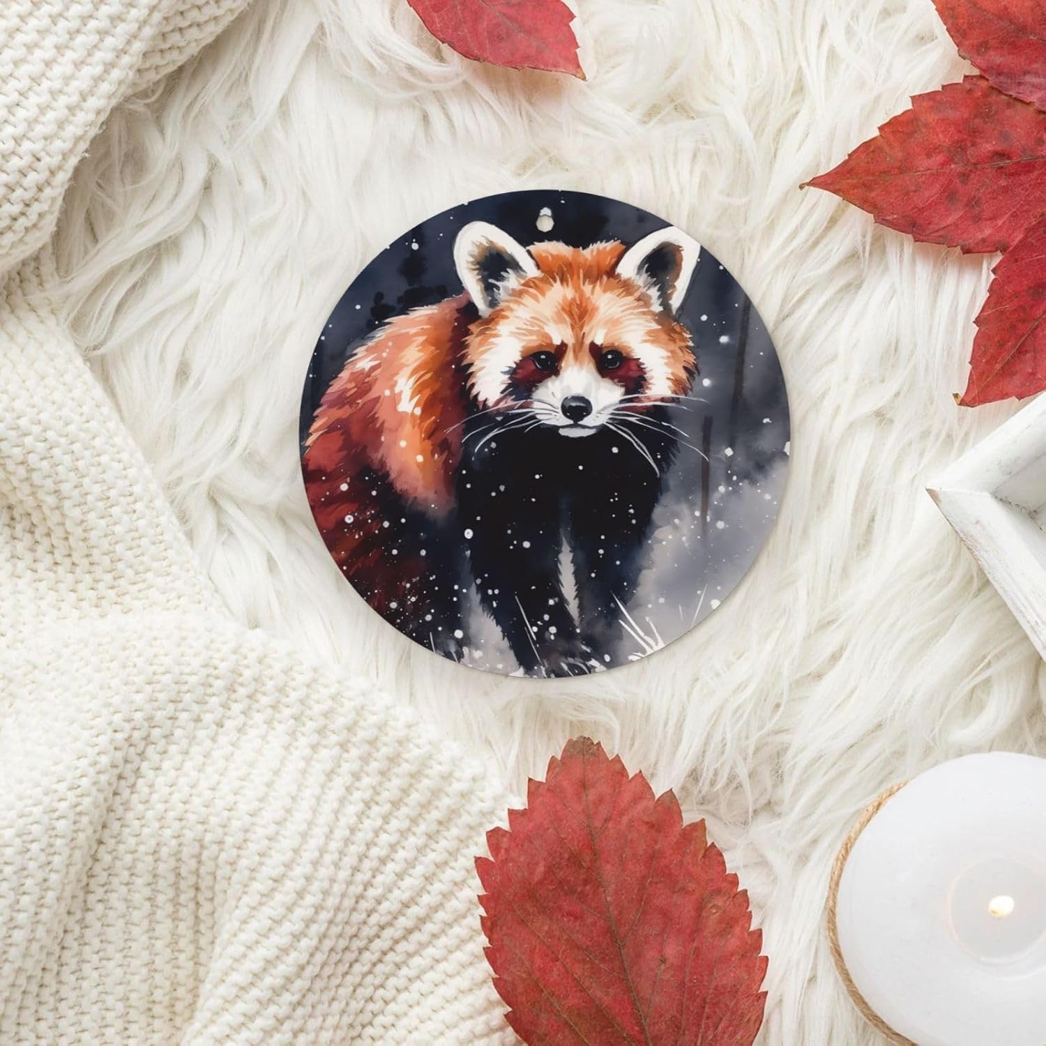 Car Air Freshener 24 PCS Pictures of Red Pandas Hanging Car Air Fresheners Auto Interior Decor Card Freshener Strong Scented Card Lavender Cars Scents for Office Bedroom Close Drawer Round Shape
