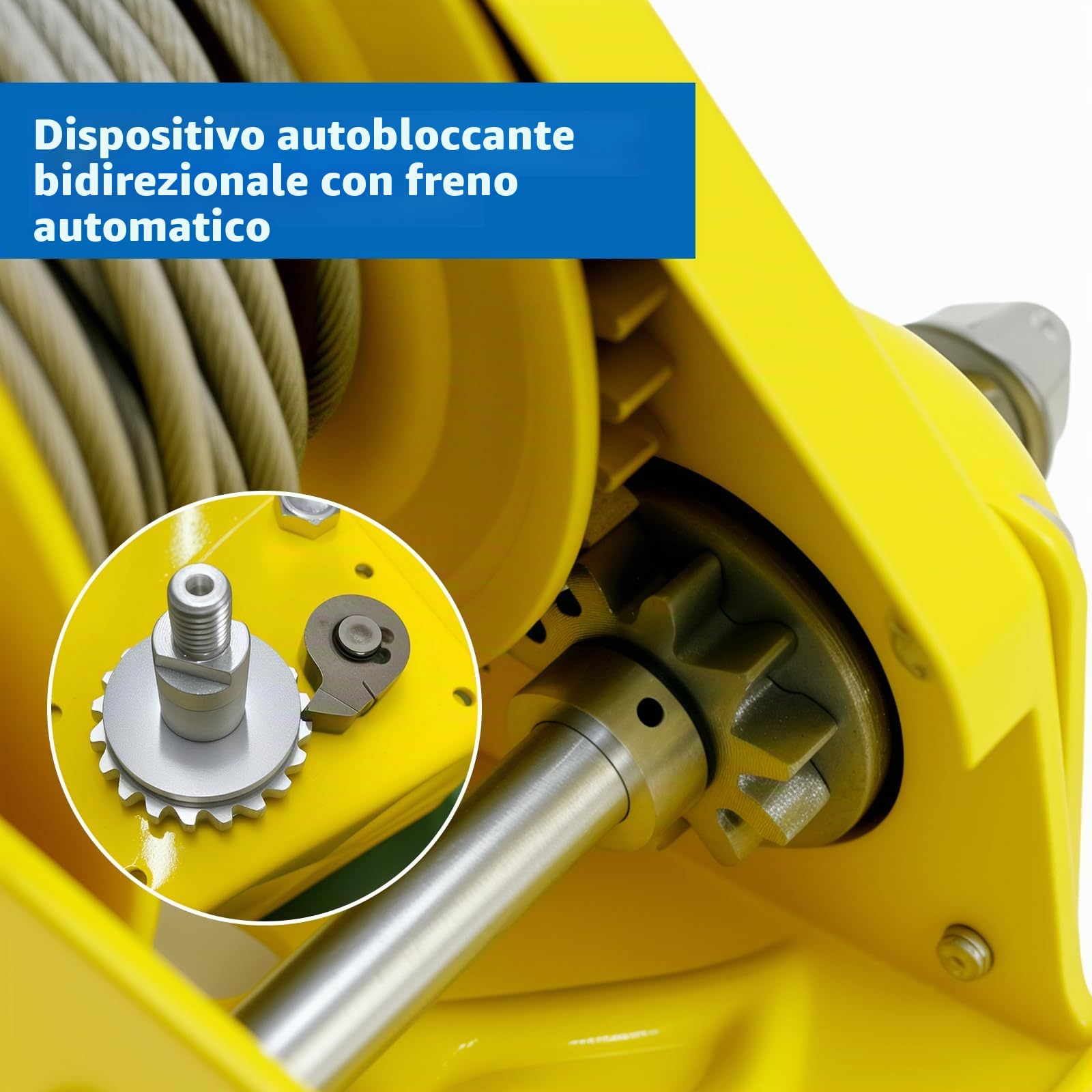 Verricello Manuale 1200lb Argano Manuale con Freno Automatico Argano per Rimorchio Auto Barca Gru Strumento con Cavo in Acciaio da 10m per Traino, Sollevamento, uso Esterno