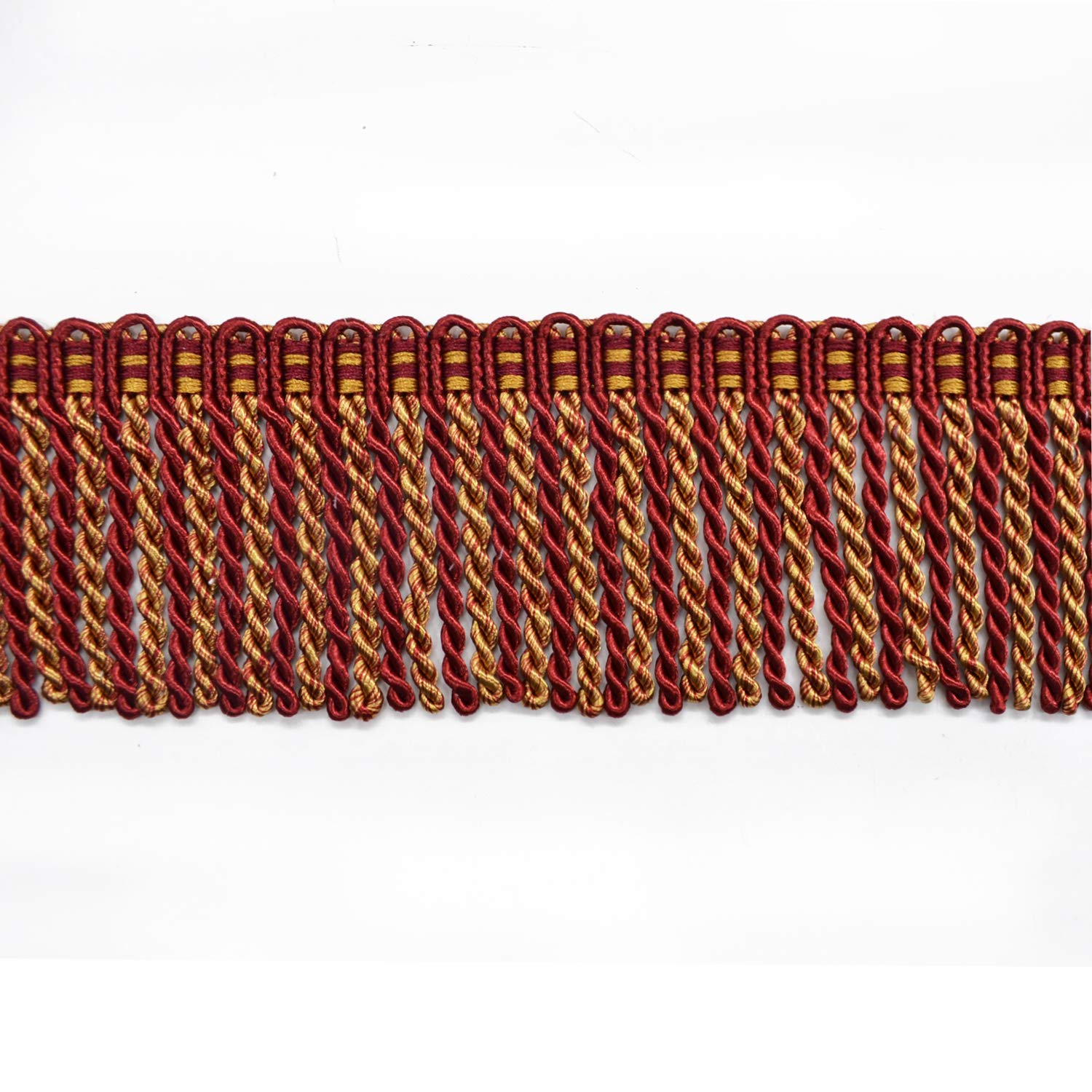 BEL AVENIR Bullion Fringe Trim Basic Trim Collection 5.5 Yard x 3 Inches - Red