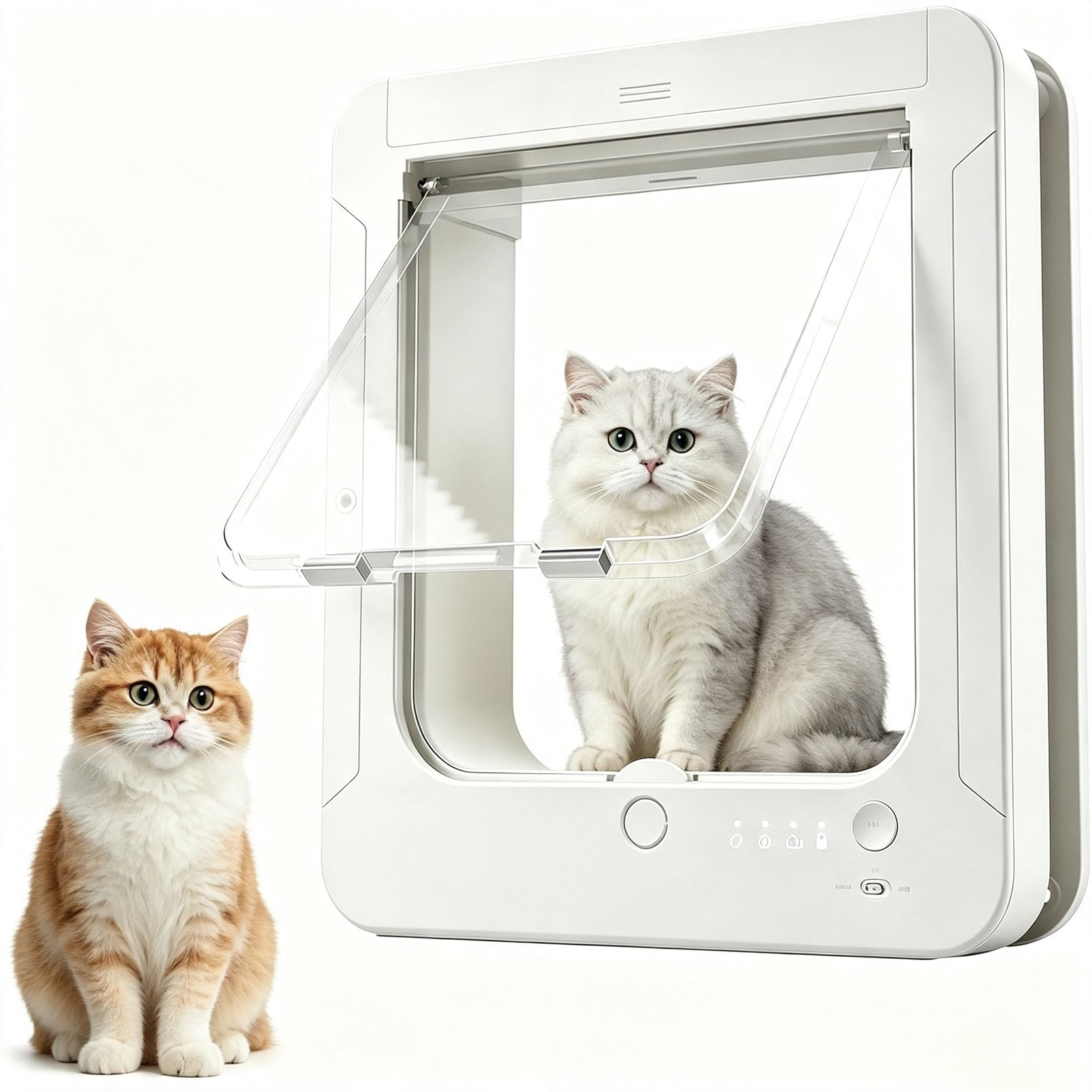 Chatière À Puce Microchip Porte Animaux 4 Verrouillages Blanc | Système Coupe-Vent Avec Installation DIY Facile Et Télécommande Pour Chats Et Petits Chiens(white)