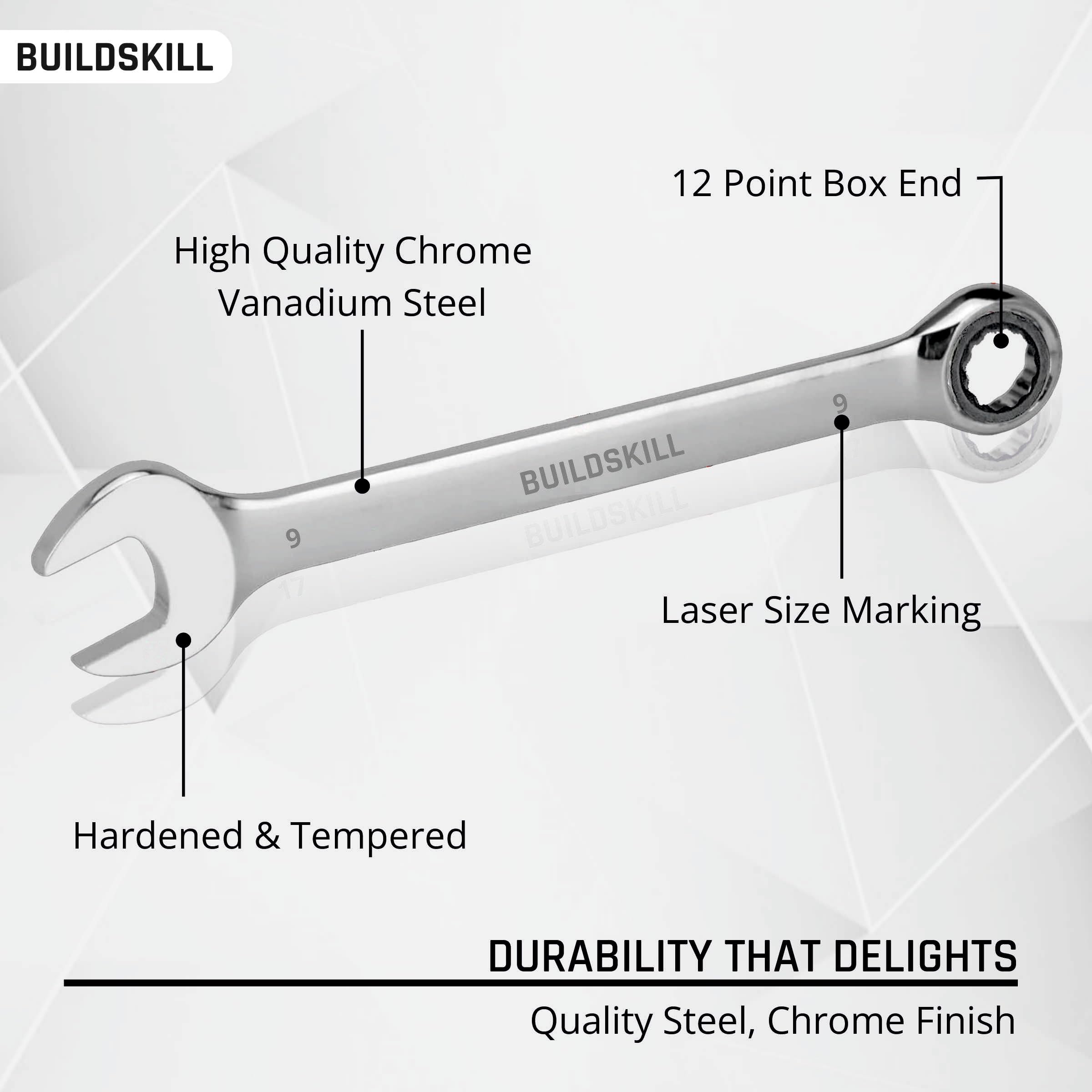 BUILDSKILL 9MM Ratchet Spanner - Durable & Rust-Proof -2