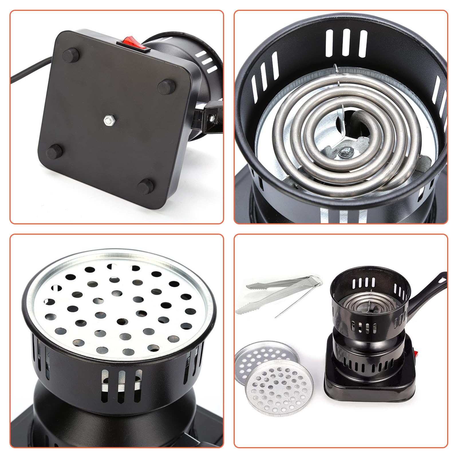 LOMUG Accenditore Elettrico Per Carbone 1000W Con 5 Livelli - Per Barbecue, Campeggio E Cucina