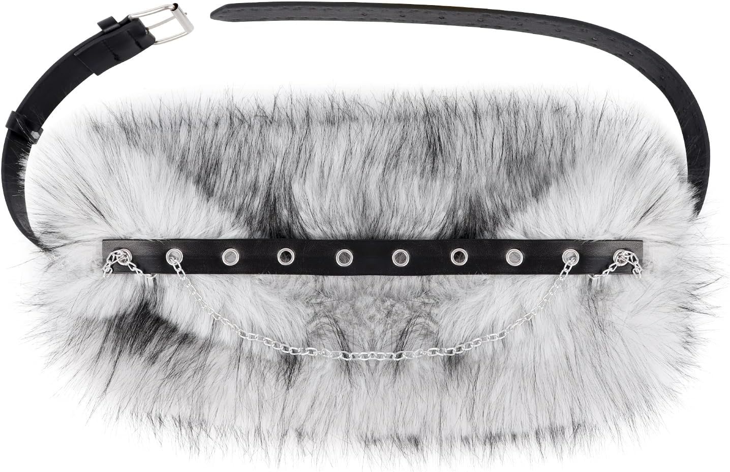 HAOAN Faux Fur Waist Belt Adjustable Strap with Chain Costume Accessories