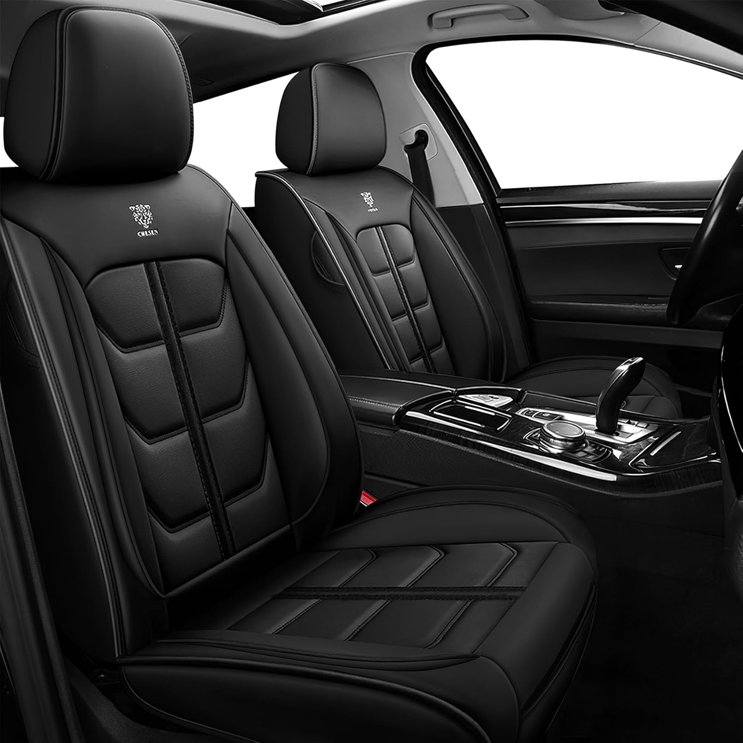 Car Seat Covers for Mercedes-Benz GLK-Class 2010-2015 Front Seat, Nappa Leather Vehicle Seat Protector, Stylish Waterproof Easy to Install, Breathable Auto Seat Cushion Cover.(Black, Standard)