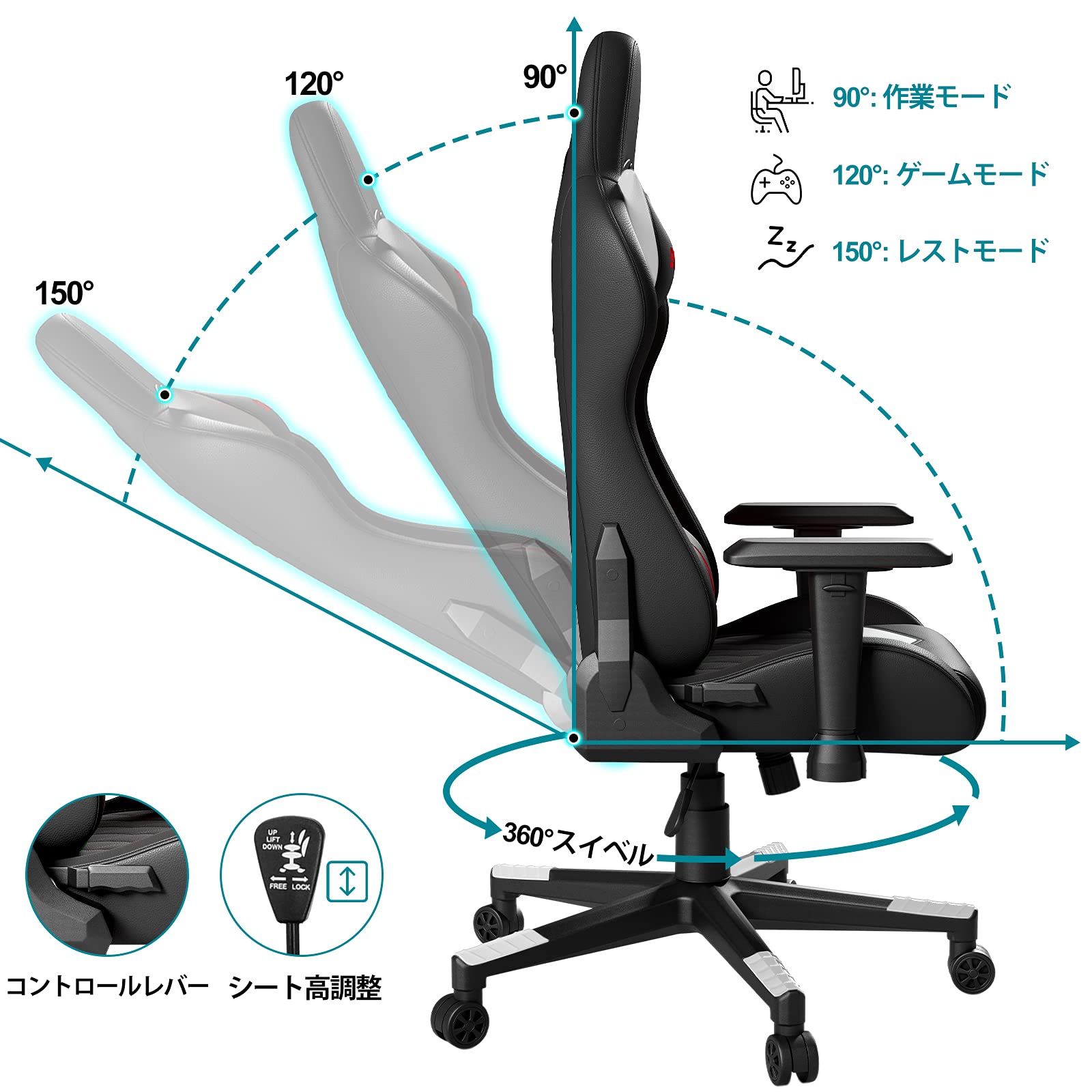 Amazon.co.jp: symino ゲーミングチェア レーシングチェア 人間工学に 
