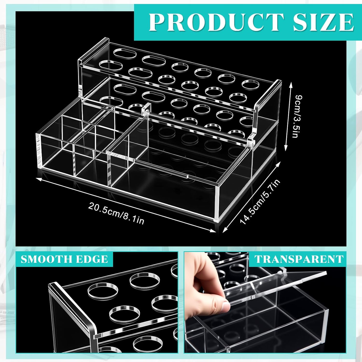 Chunful Dental Composite Syringe Organizer Multi-function Dental Syringe Holder Stand Test Tube Rack Clear Acrylic Adhesive Applicator Assistant Tool for Clinic Teaching Laboratory Temporary Placement
