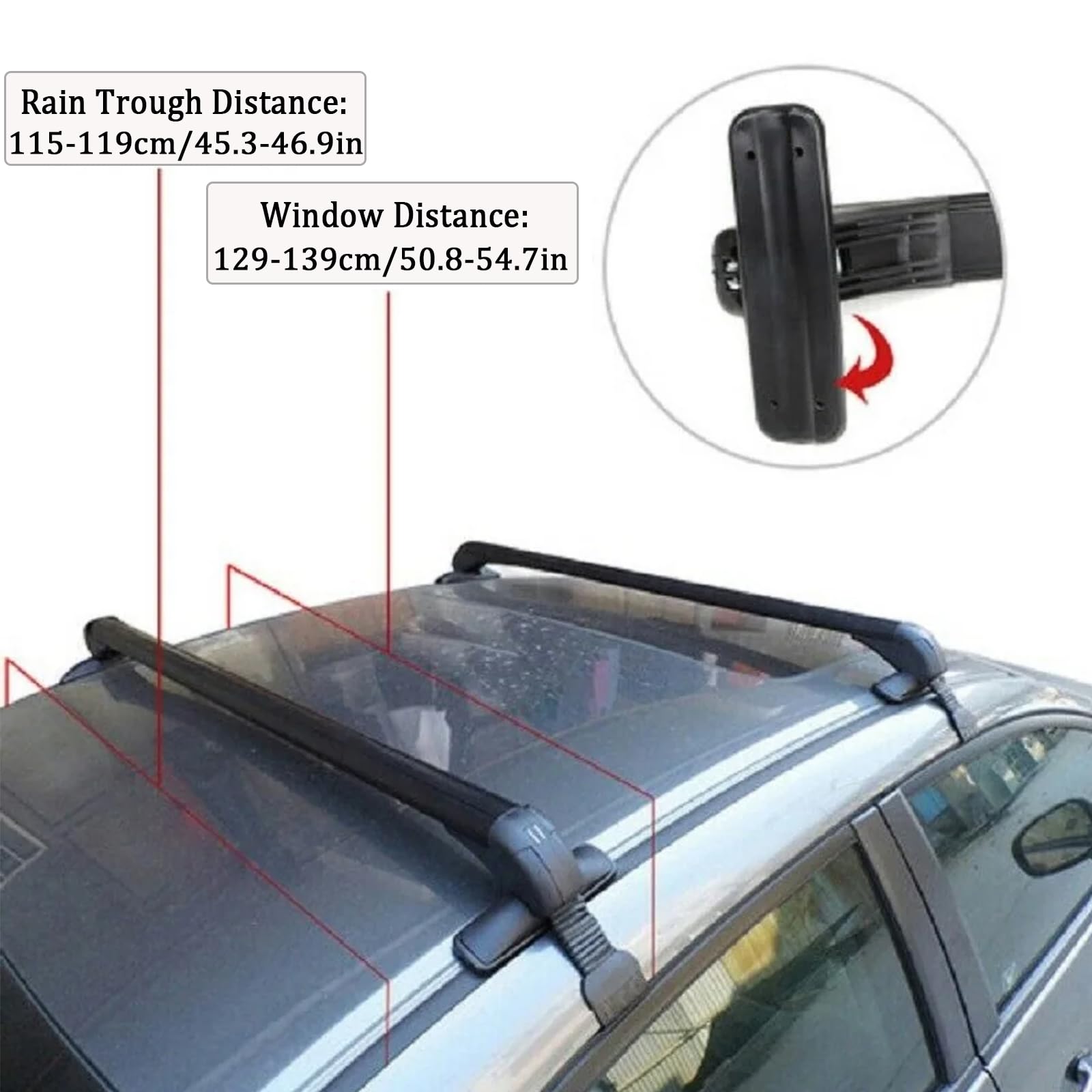 Universal 43.3-Inch Window Frame Roof Rack – Black Crossbars For Luggage, Sports Gear & Camping