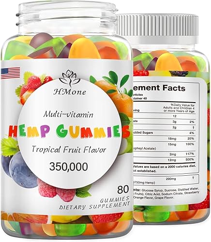 HMone Gomitas de cáñamo orgánicas de alta potencia extra fuertes hechas con aceite de cáñamo, caramelo de oso comestible vegano, sin OMG, bajo en