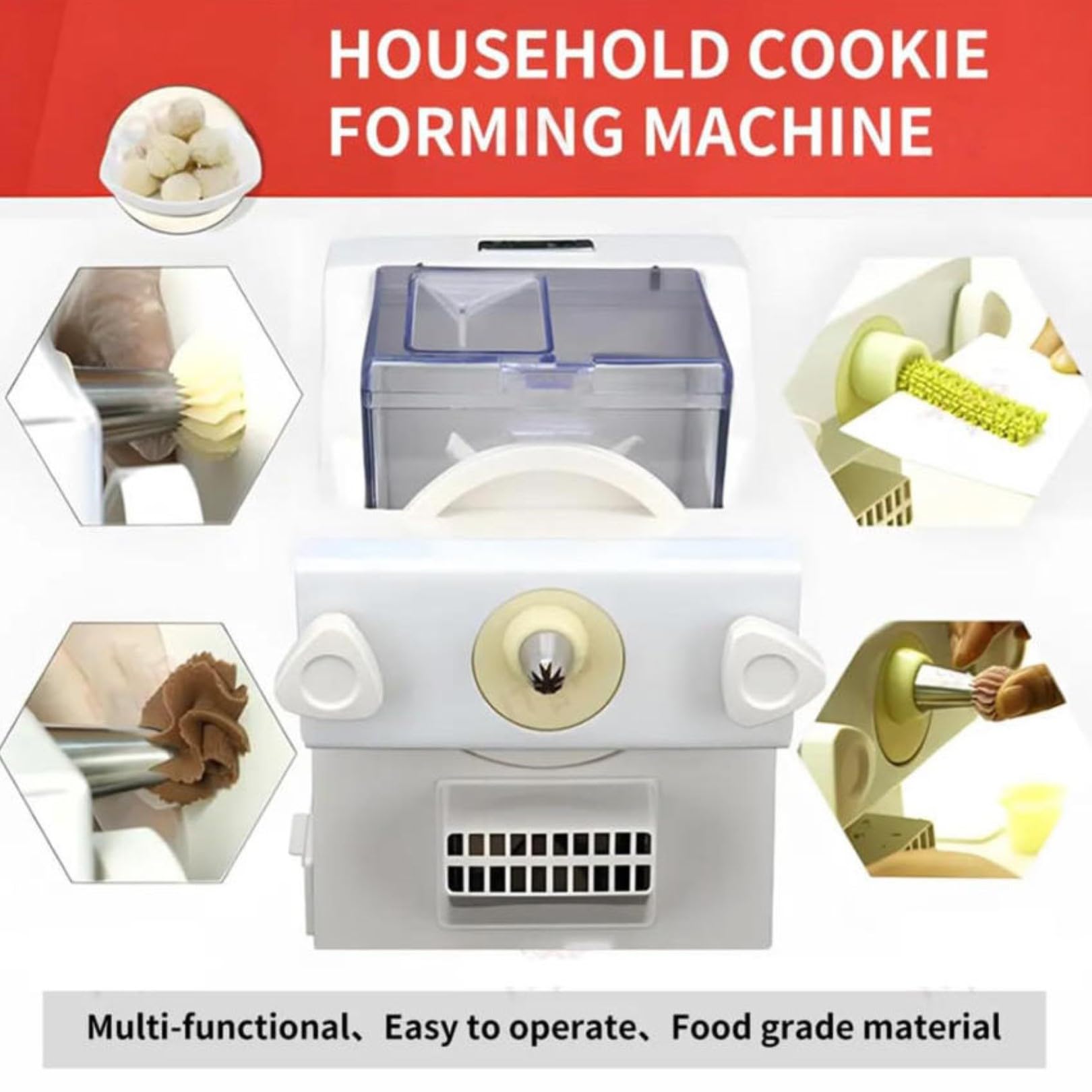Macchina automatica per biscotti, 180 W, con 8 ugelli, facile da usare per cuocere in cucina e panetteria, ideale per biscotti fatti in casa