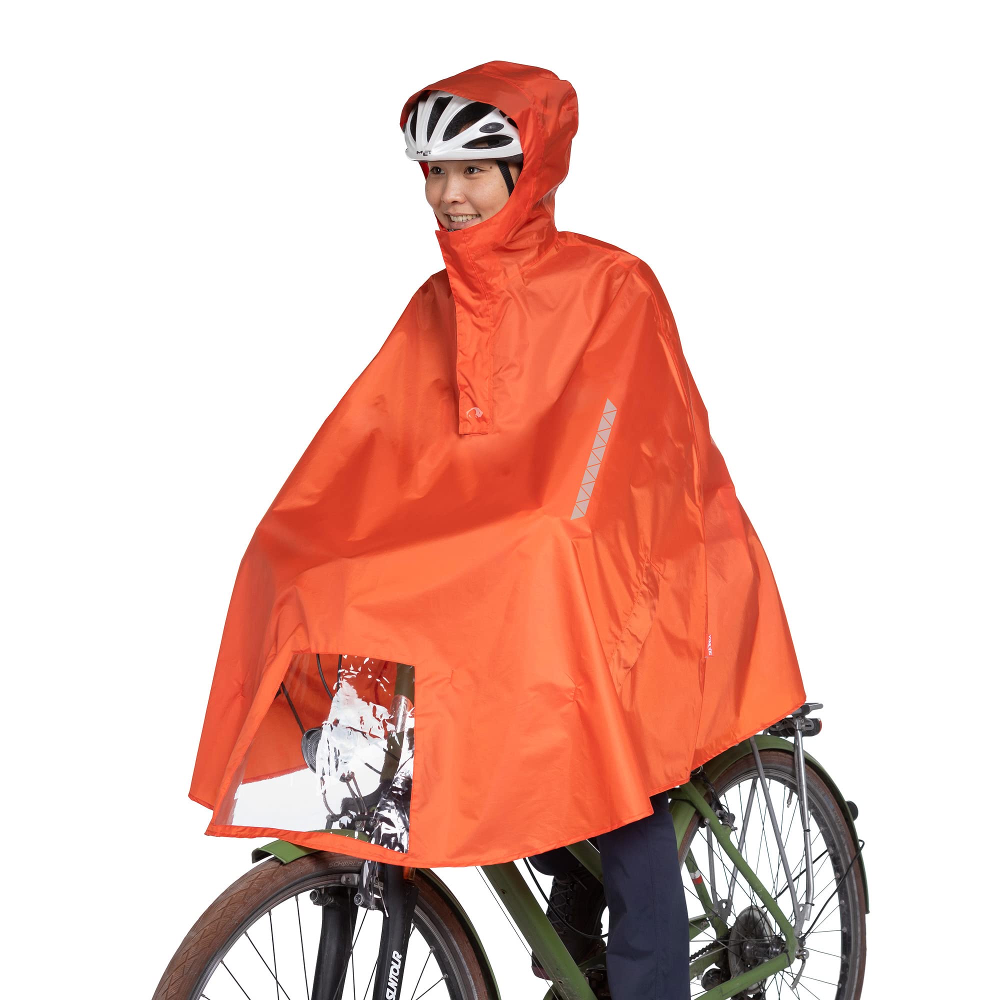 Tatonka Bike Poncho, Waterproof Bicycle Poncho with Hood, Viewing Window for Bicycle Light, Reflectors and Hands, Available in Three Sizes (S/M/L)