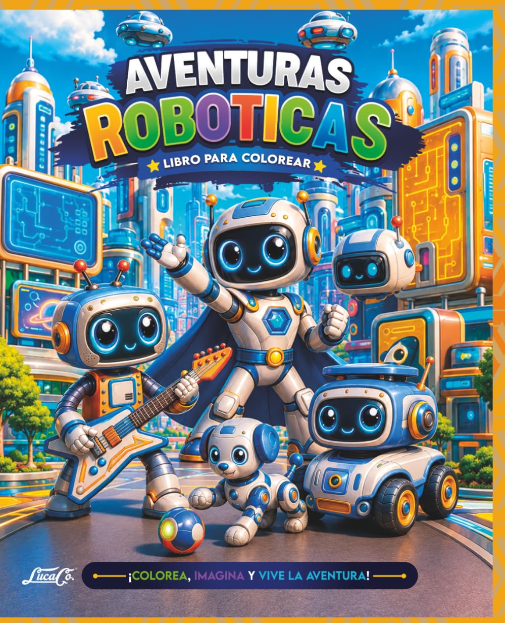 Aventuras Robóticas para Colorear: Divertidos robots en emocionantes escenarios futuristas para niños y niñas