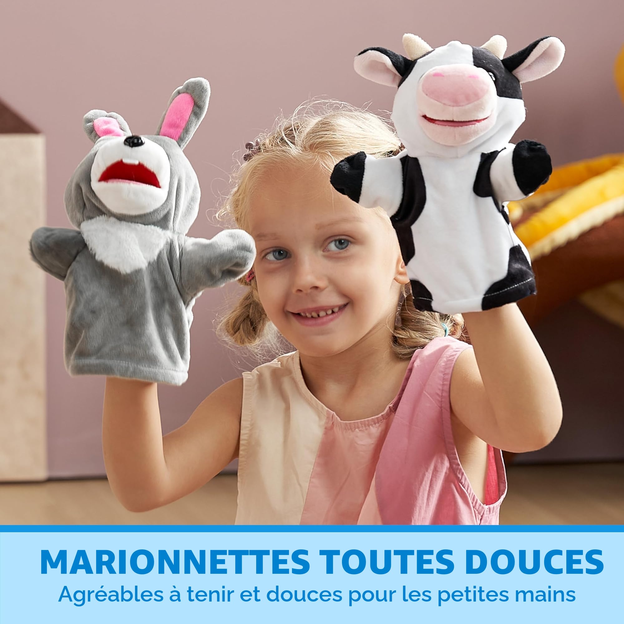 JOYIN Marionnettes à Main en Peluche pour Enfant, 6 Pièces, Théâtre de Poupées, Jeu de Rôle, Cadeau de Fête