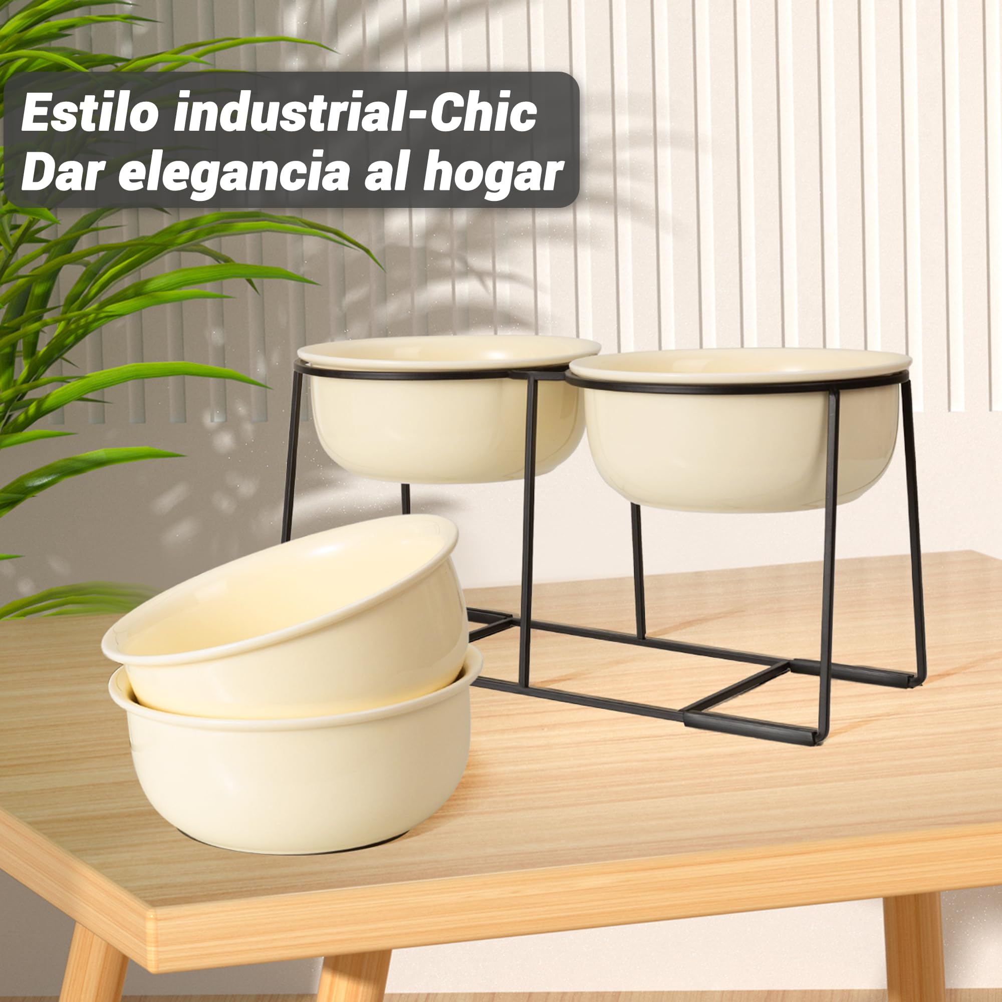 AHX Comedero Perro Elevado Bebedero Perros-Cuenco Perro Doble Ceramica con Soporte Antideslizante-Comederos Elevados para Perros-Set de Bol Comida y Agua para Perros Medianos y Grandes-2 x 1600 ml
