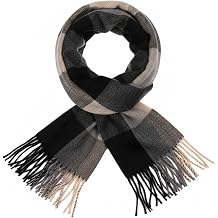 Checked Tartan Scarf for Women   Soft Cashmere Like Winter Wrap with Tassels Lightweight Oversized Shawl Blanket Style Autumn Winter Fashion Accessory
