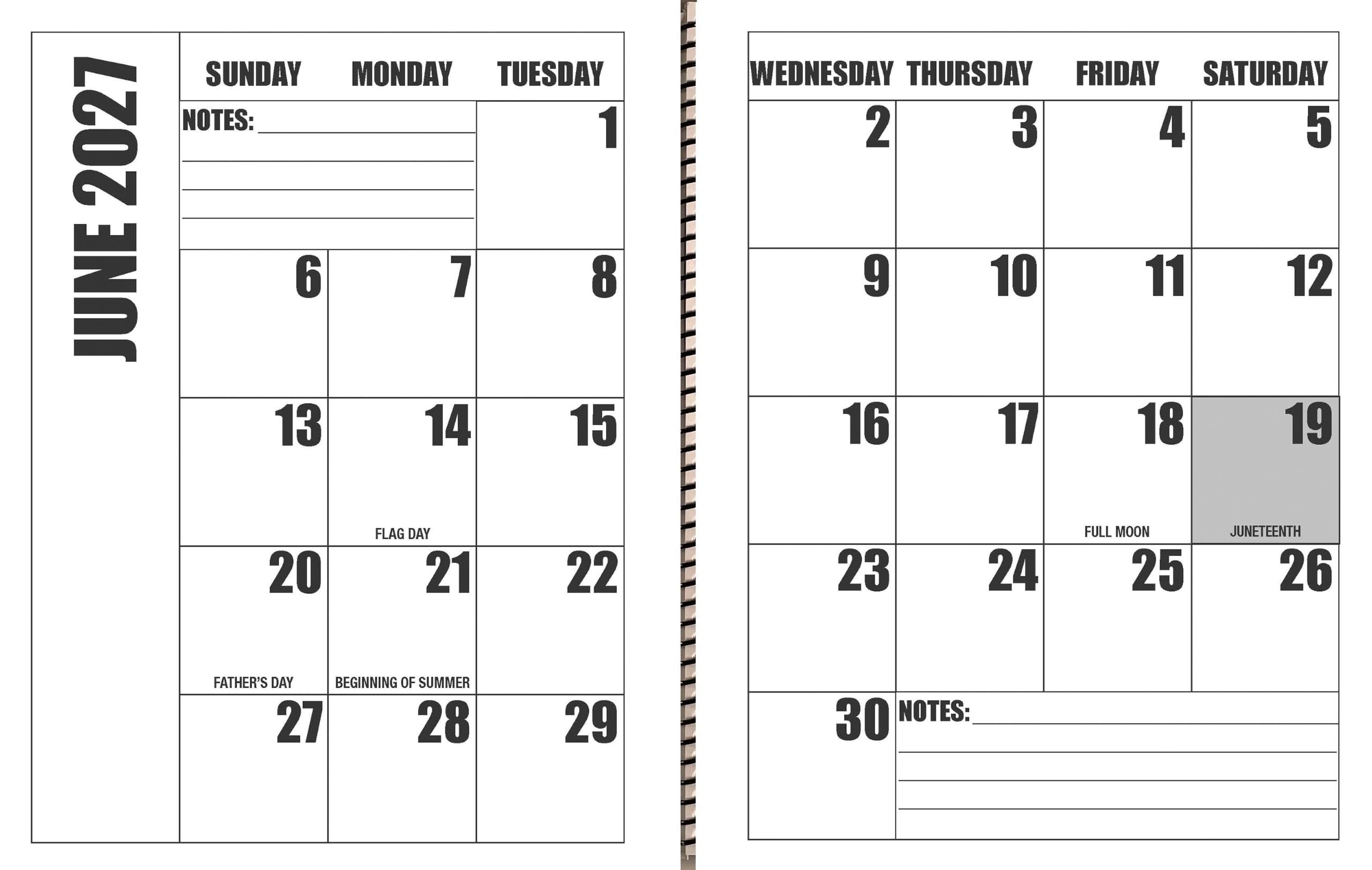 Jumbo Large Print Tischkalender 2025, schweres Papier, robuster Kalender, 43,2 x 27,9 cm, geöffnet oder geschlossen, misst 27,9 x 21,6 cm, 13 Monate, Januar 2025 bis Januar 2026, viel Platz zum