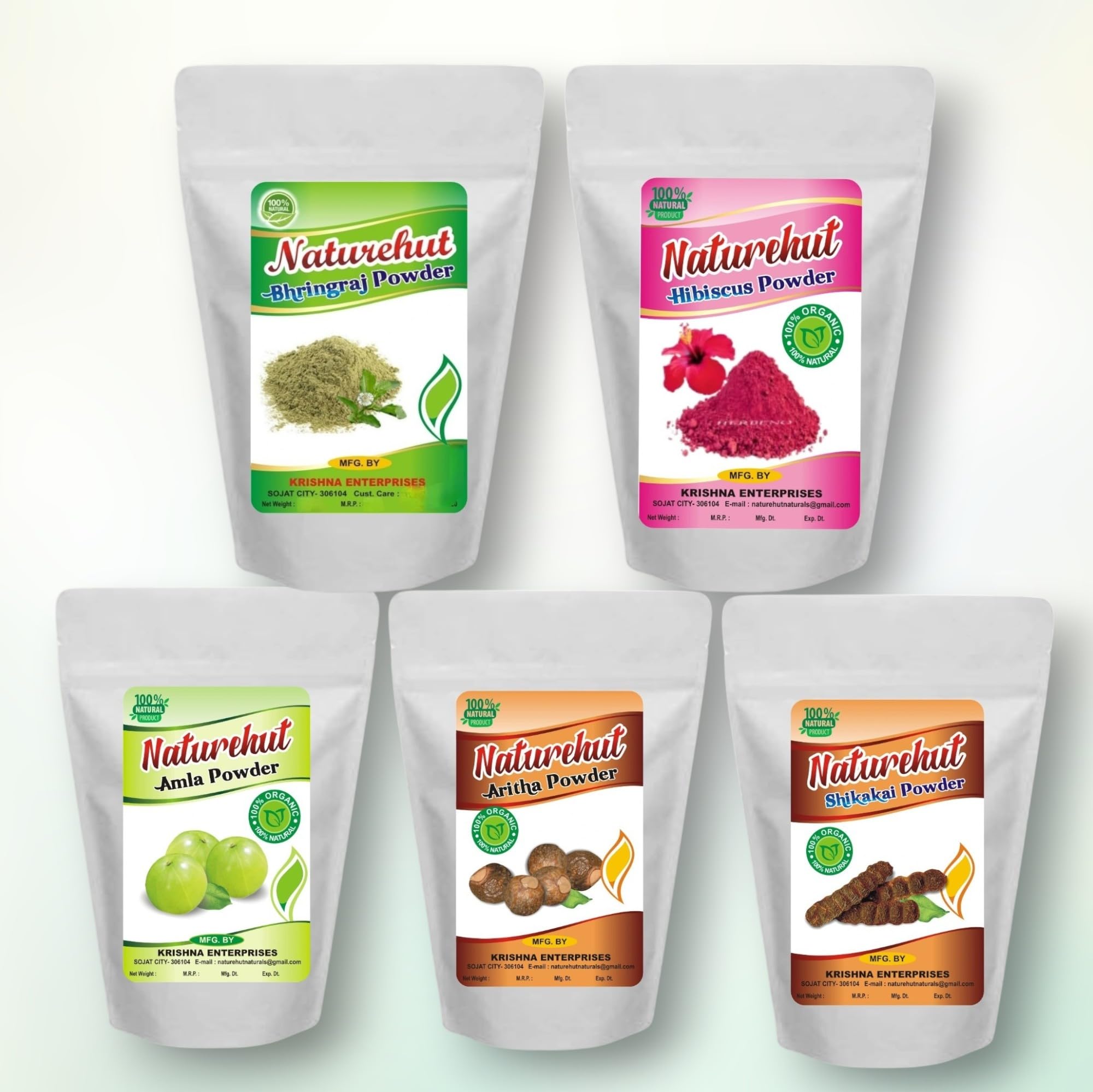 Amla Reetha Shikakai Bhringraj Hibiscus Powder Combo Pack of 5 Hair cares Hair Wash All Hair Types Men & Women 50g Each-image-38
