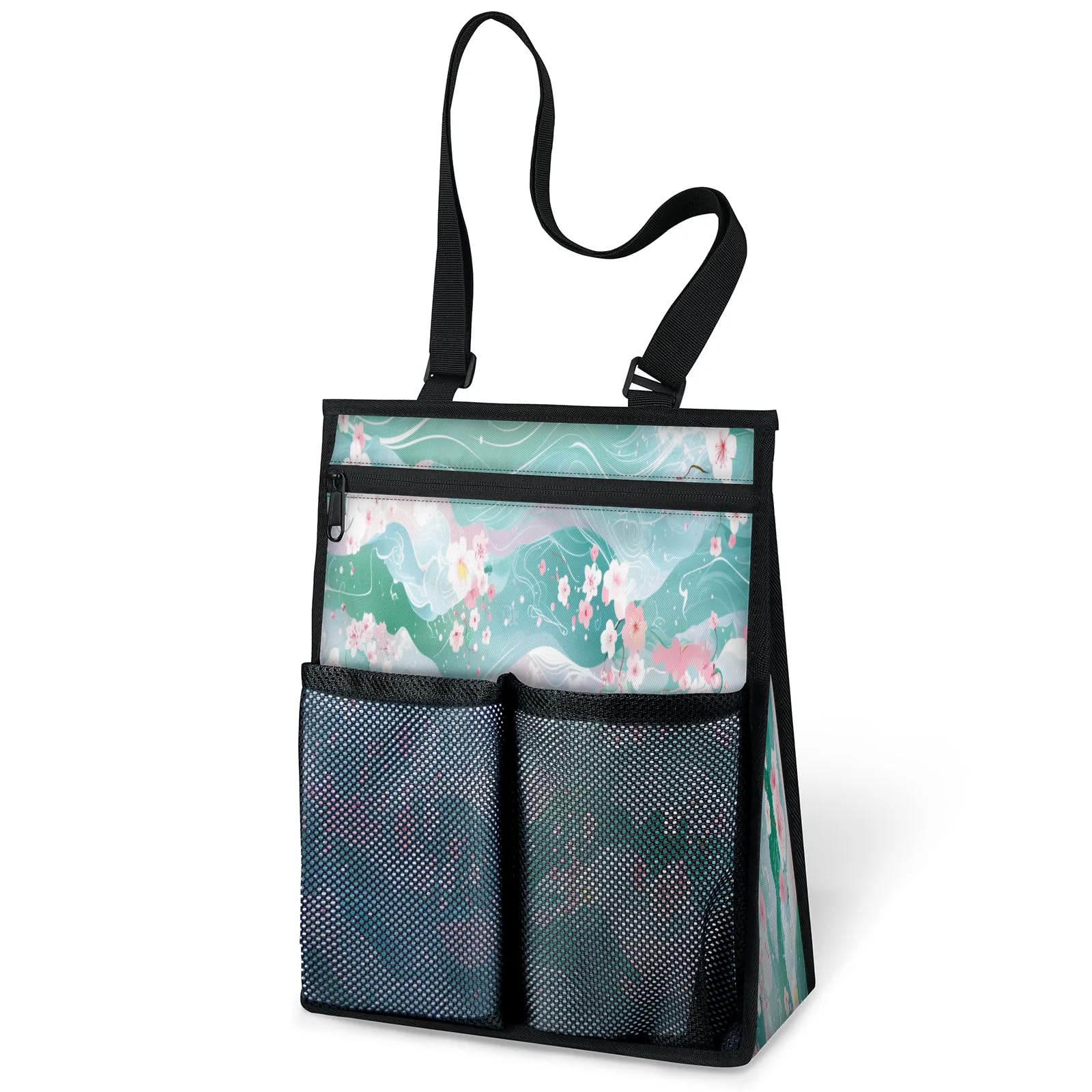 Ourtheme Japan Art Flowers Portable Shower Bag for Travel Gym Camp Beach Tote Shower Caddy Bags Hanging Toiletry