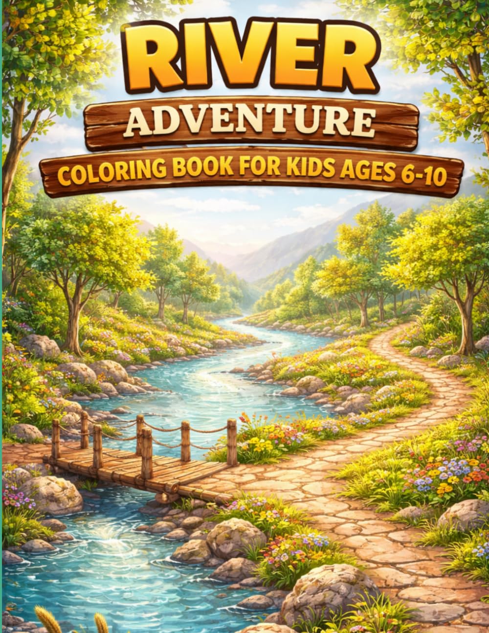 River Adventure Coloring Book for Kids Ages 6–10: Explore Flowing Rivers, Wooden Bridges, Peaceful Paths & Nature Adventures (Adventure Worlds Coloring Series)