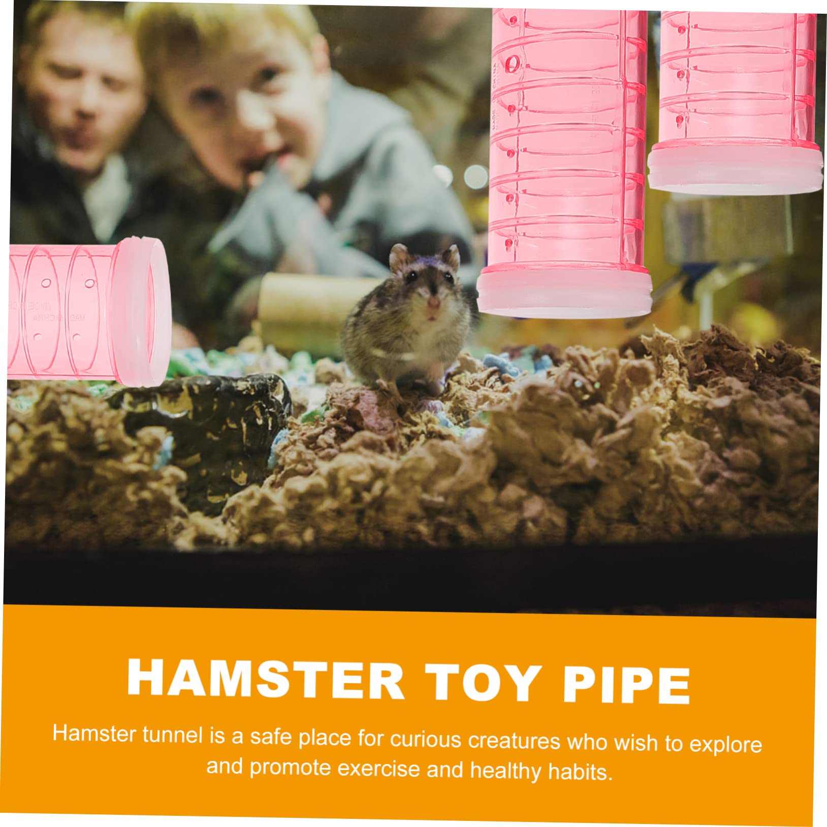 Tunnel per Criceti in Plastica Rosa, Moduli Labirinto Fai-da-te Resistenti e Collegabili per Animali Domestici, Gioco per Gabbie e Recinti
