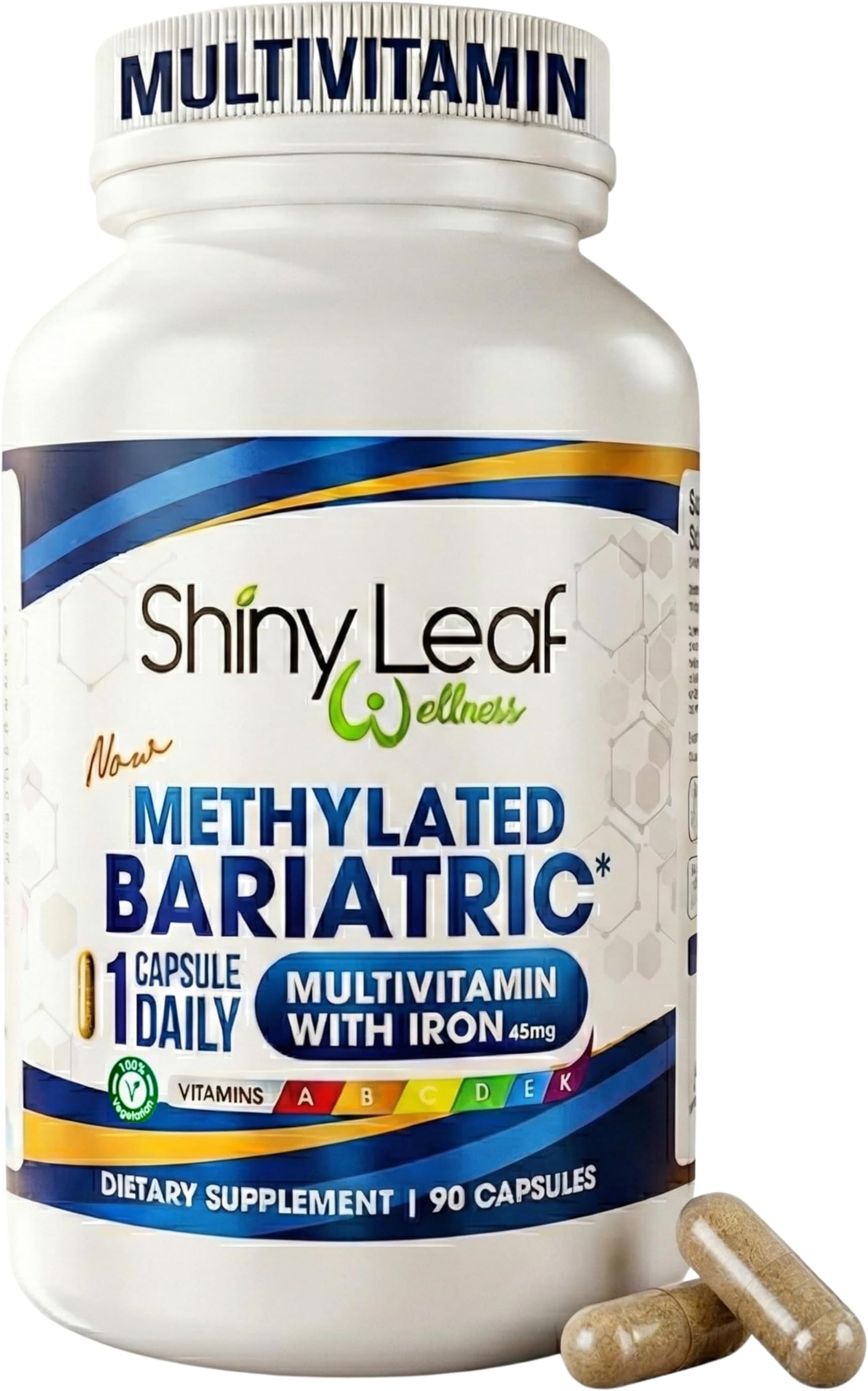 Methylated Bariatric Multivitamin with Iron 45mg – Once Daily Capsule, Made in USA, ASMBS Compliant Bariatric Vitamins for Gastric Bypass & Gastric Sleeve, for Men & Women – (90 Count)
