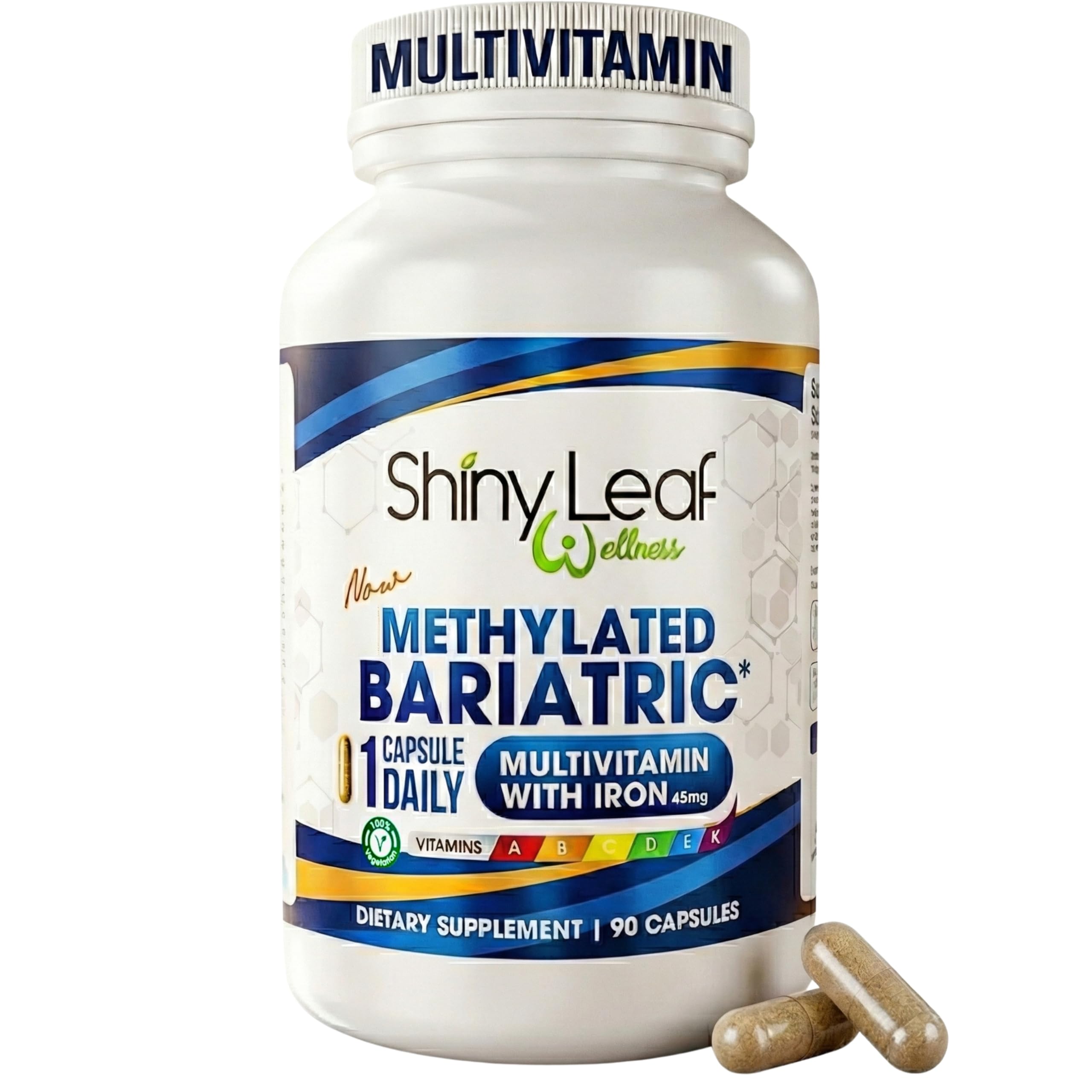 Sponsored Ad - Shiny Leaf Methylated Bariatric Multivitamin with Iron 45mg – Once Daily Capsule, Made in USA, ASMBS Compliant Bariatric Vitamins for Gastric Bypass & Gastric Sleeve, for Men & Women – (90 Count)
