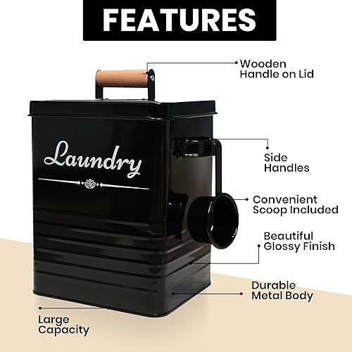 Miniatura 4 de Contenedor de cápsulas de detergente de metal estilo granja con soporte para hojas de secadora para organización y almacenamiento de la lavandería -