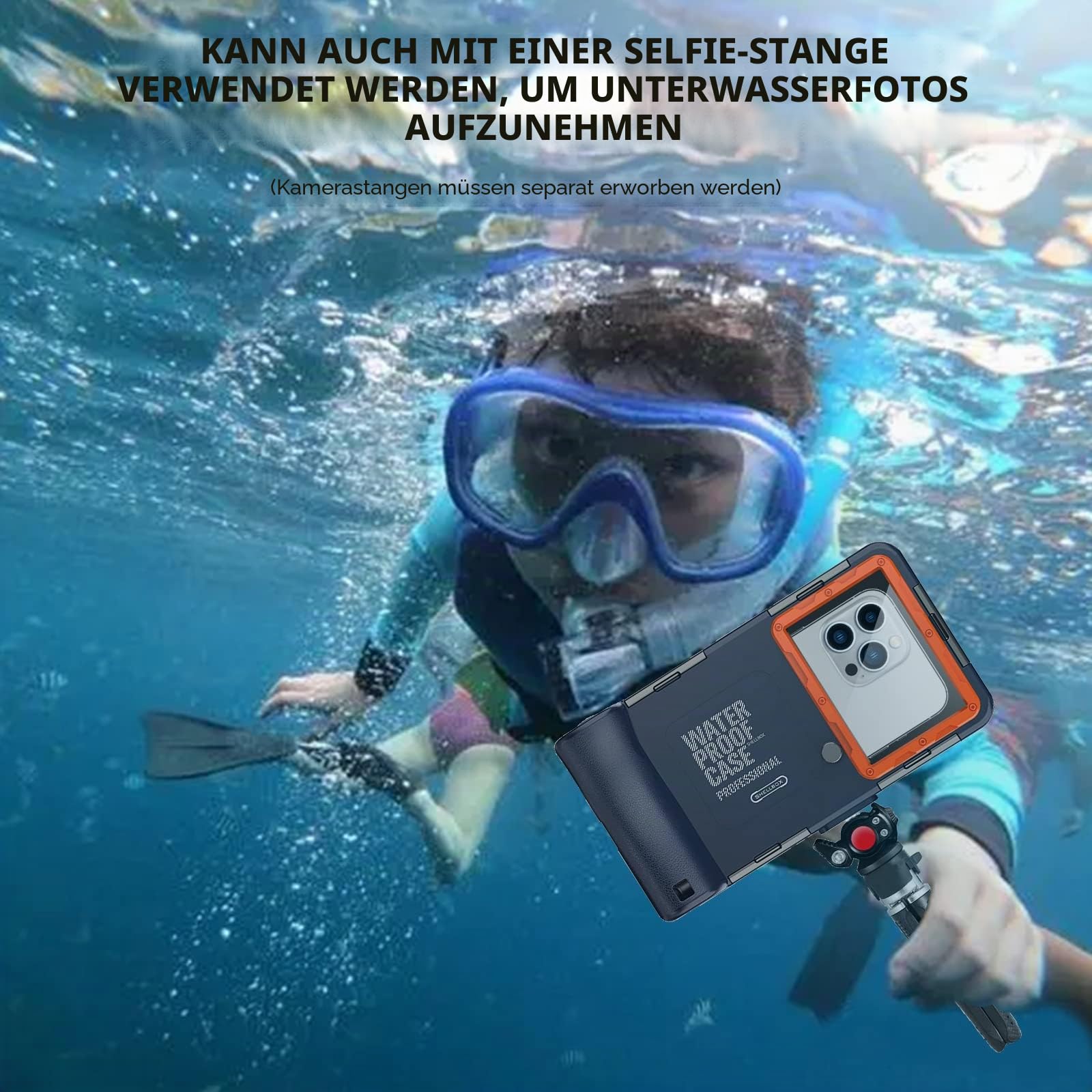 Professionelle Tauchtelefonhülle, 15 m wasserdichte Handyhülle zum Tauchen und Schnorcheln, Universal Unterwasserfotografie Gehäuse für iPhone 16/15/14 Serie Samsung Galaxy LG Google usw
