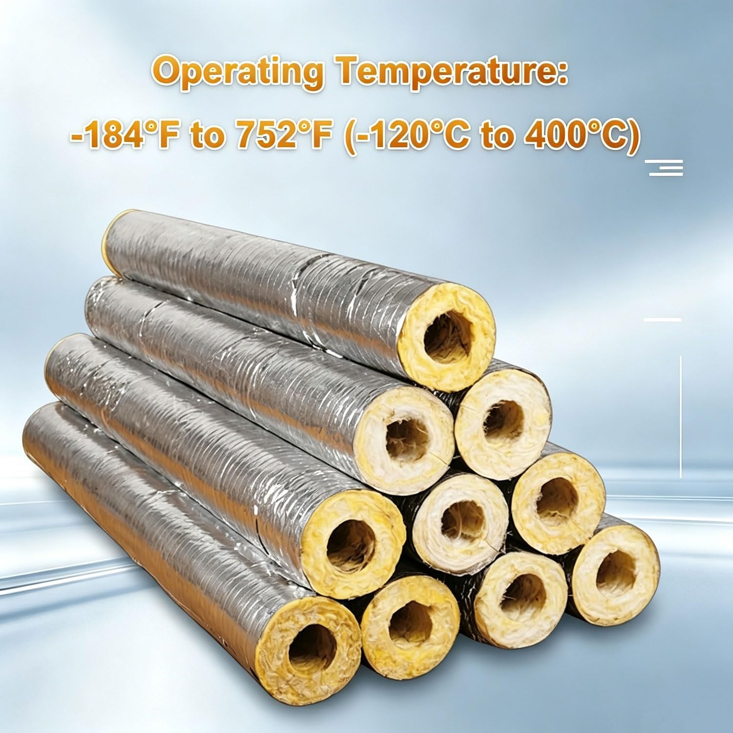 Guaina isolante in lana di vetro Tubo isolante Con foglio di alluminio | Facile da installare Resistente alle alte temperature Isolamento delle tubazioni del vapore(ID 108mm/T 30mm)