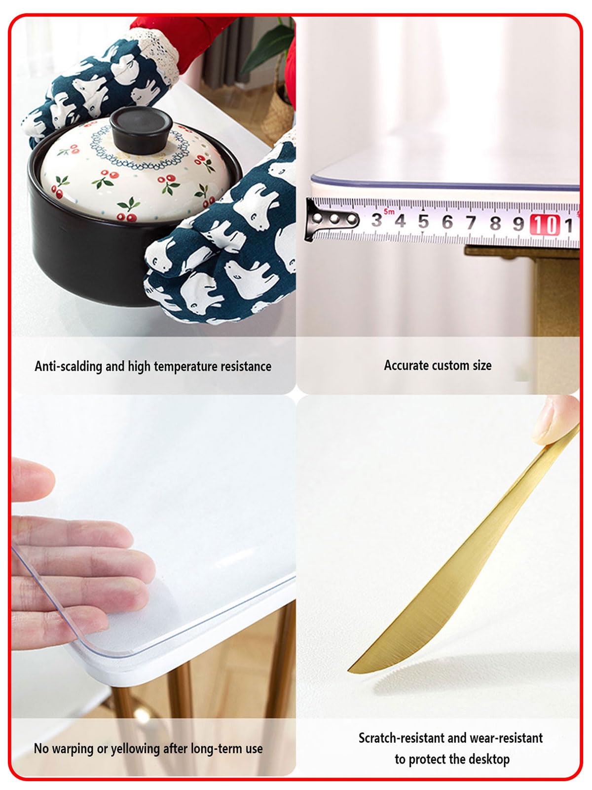 Eider & Ivory™ Clear Desk Cover Protector, 1.5Mm Thick Plastic Desk Pad Desk Protector Clear Desk Mats On Top Of Desk Vinyl Clear Table Cover Protector For Computer Desk Writing Desk C009504170 - View #9