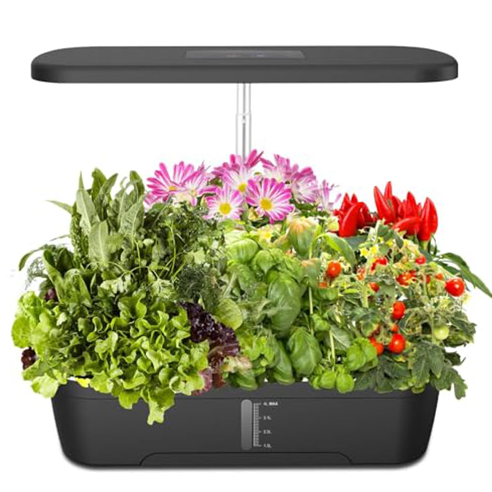 FHRKA Hydroponics Growing System with LED Grow Light, 12 Pods Indoor Smart Garden Kit, Temperature Display, Height Adjustable (Black)