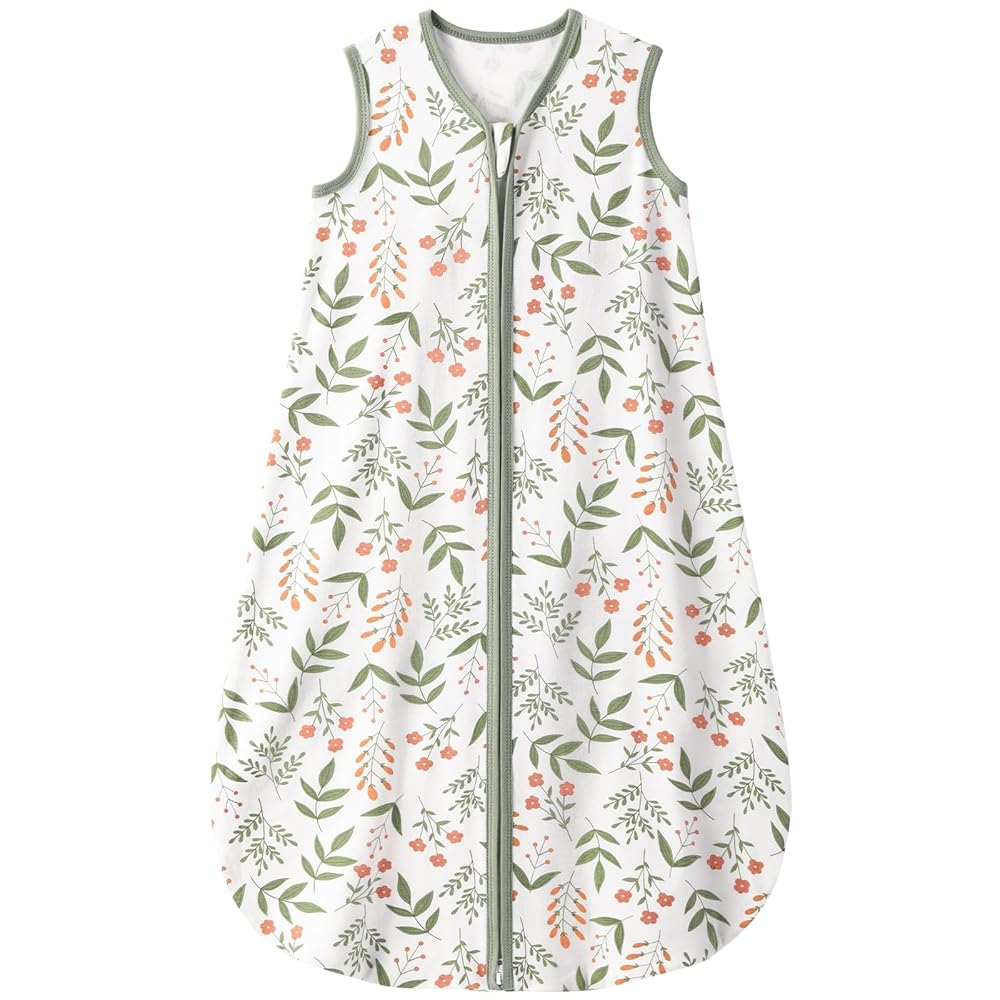 Yoofoss Baby Sleep Sack 12-18 Months 0.5 TOG Baby Wearable Blanket, 100% Organic Cotton Infant Toddler Sleeping Sack 2-Way Zipper Lightweight Sleep Sack, Flower
