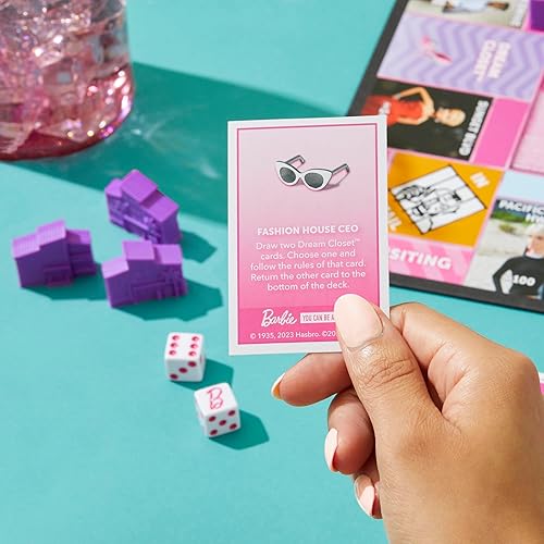 Miniatura 5 de Monopoly: Barbie Edition - Juego de mesa para niños de 8 años en adelante, 2 a 6 jugadores, divertidos juegos familiares para niños y adultos, con 6