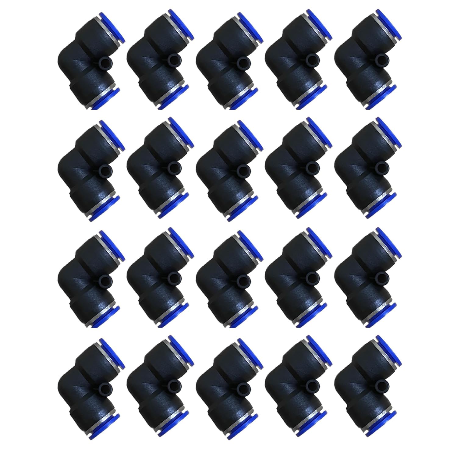 1/4" Od Air Line Elbow Union, Push To Connect Air Fittings, Push Elbow Push Air Fitting (20 Pack)
