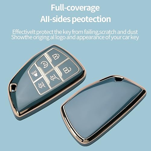 Miniatura 3 de Funda para llavero Chevrolet compatible con GMC Silverado Sierra 1500 2500HD 3500HD 2021-2025 (color blanco vory, 6 botones)