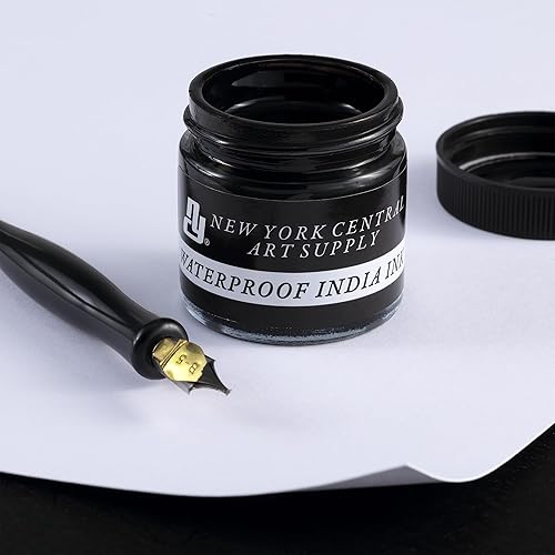 Miniatura 3 de New York Central Botella de tinta India de 1 onza haz un impacto con tinta India negra mate, perfecta para artistas, caligrafía, ilustraciones y más