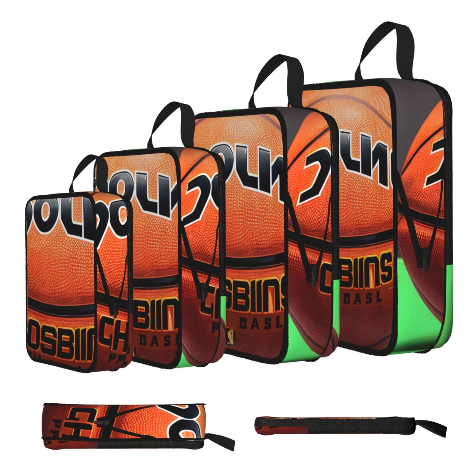 Sxzvvbn Black Basketball Background Compression Packing Cubes 4 Piece Set