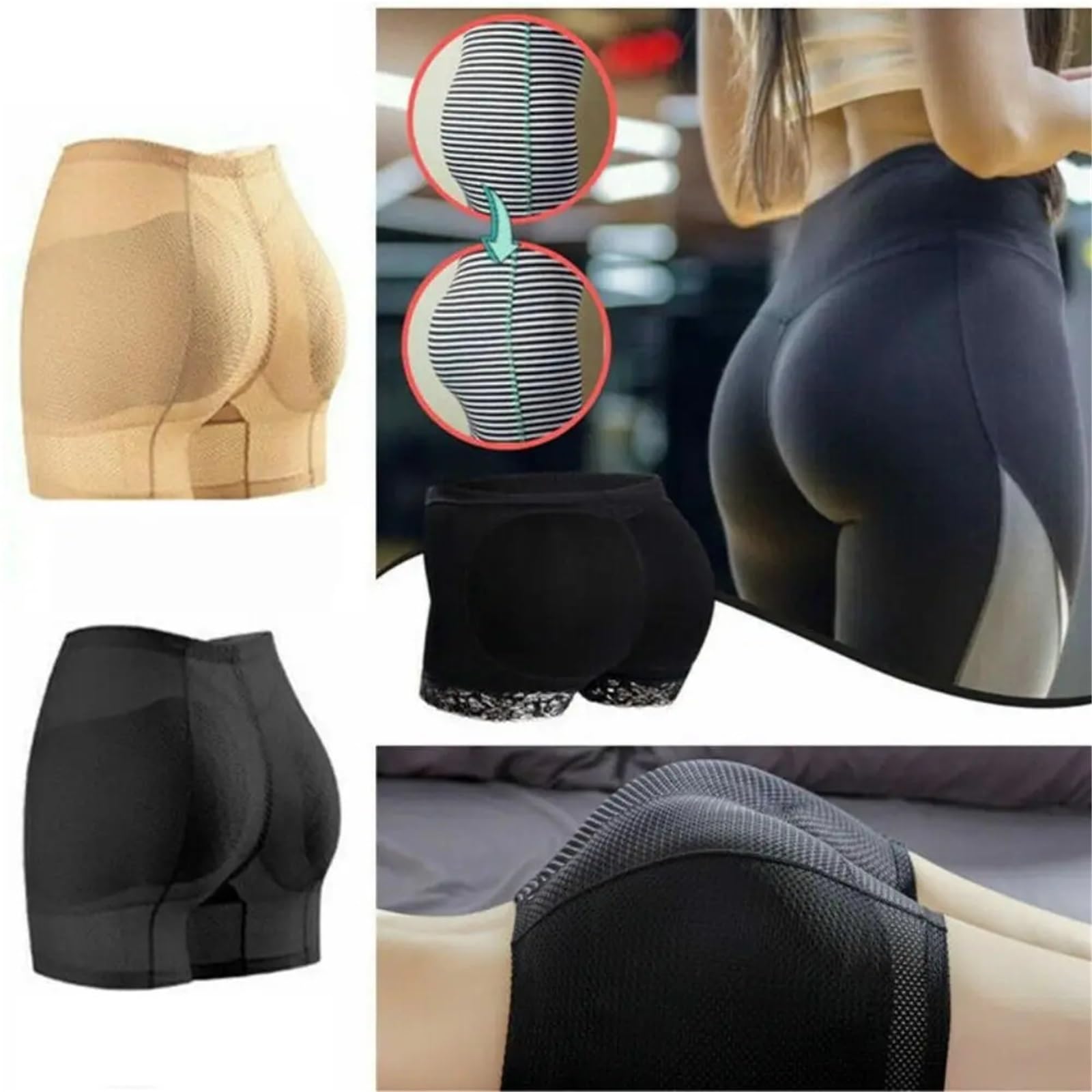 Shapewear Bragas Moldeadoras de Levantamiento de glúteos Transpirables - Realzador de Cadera Push-up con Ropa Interior Invisible con Control de Barriga(Beige-2XL)