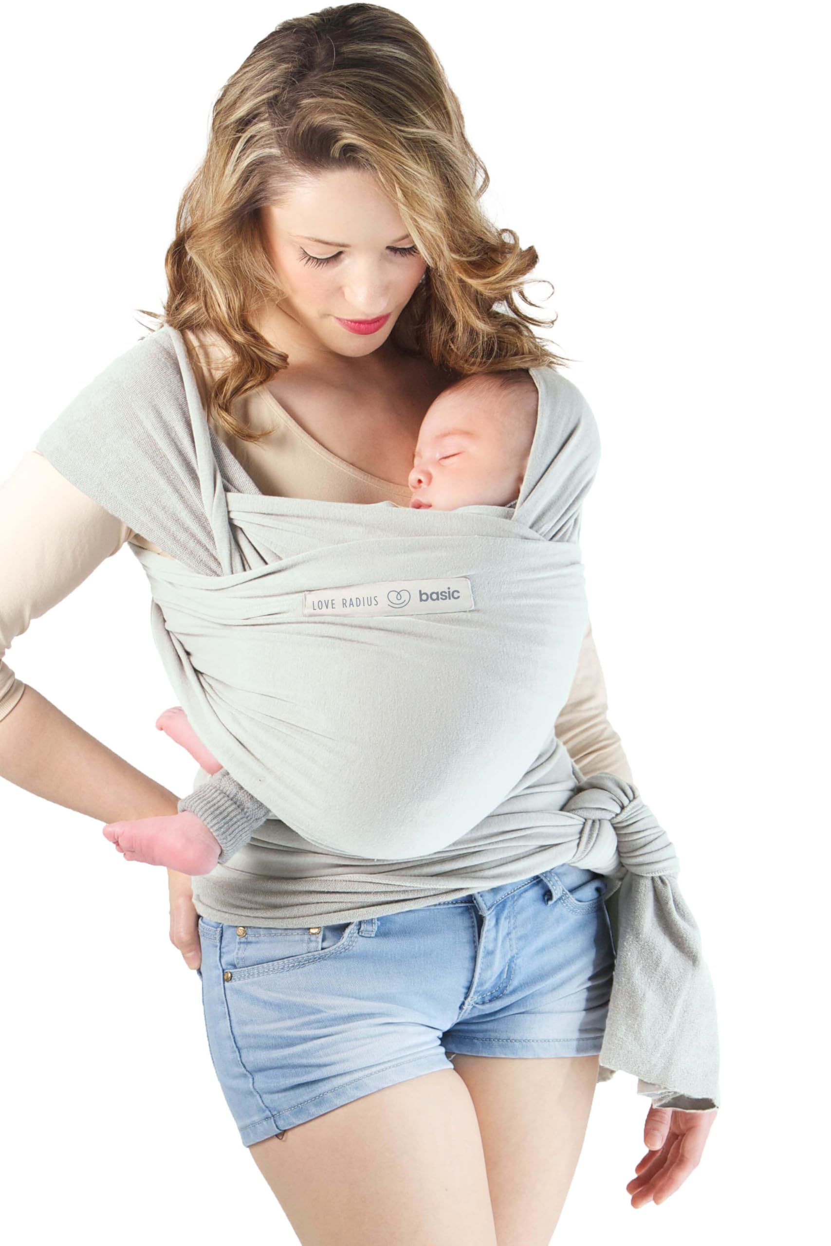 Love Radius BASIC Coton BIO - Naissance à 9 kg - Echarpe de portage extensible - Réglage facile 1 noeud préalable pour mettre et sortir bébé - Portage ventral - Porte bébé mains libres - Perle
