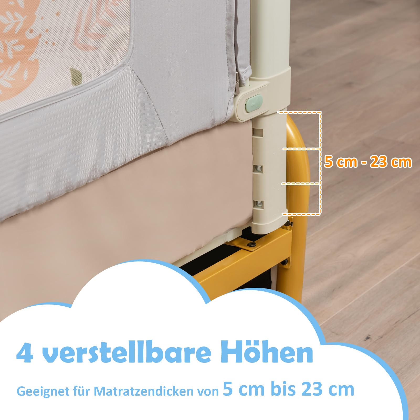 COSTWAY Bedhekje in hoogte verstelbaar, bedbeschermingshek met verbindingsaccessoires, babybedhek, kinderbedhek, valbescherming voor tweepersoonsbed, queenpersoonsbed en kingsize bed (blad, 150 cm