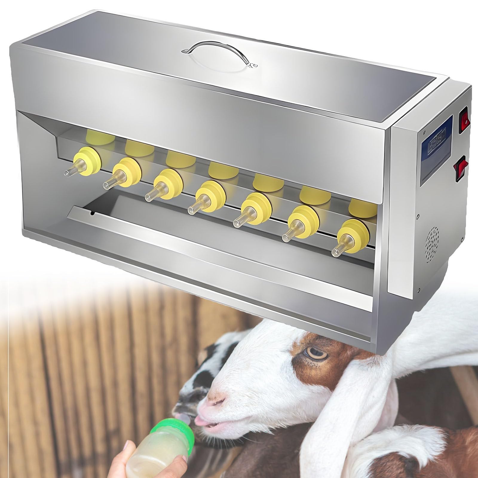 WDDBFL Fully Automatic Milk Feeding Machine 15L/20L, Built-in Sound Design and Automatic Stirring Function, Suitable for Piglets, Lambs and Calves 14Nipples